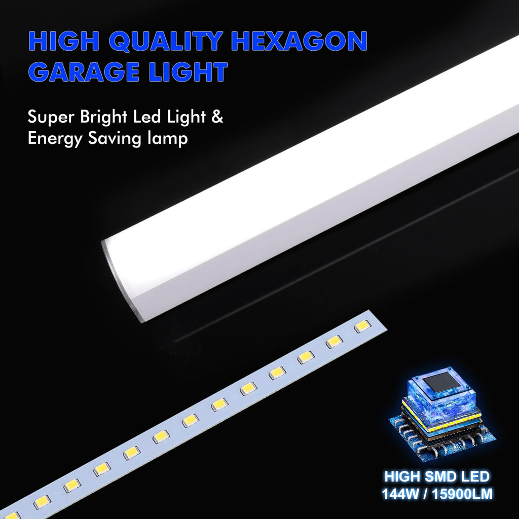 LZHOME LED Hexagon Garage Light: 12700LM Car Detailing Shop Light, DIY Splicing Ceiling & Wall Decor Lights, for Workshop Basement Gym Warehouse Bar Gaming Room