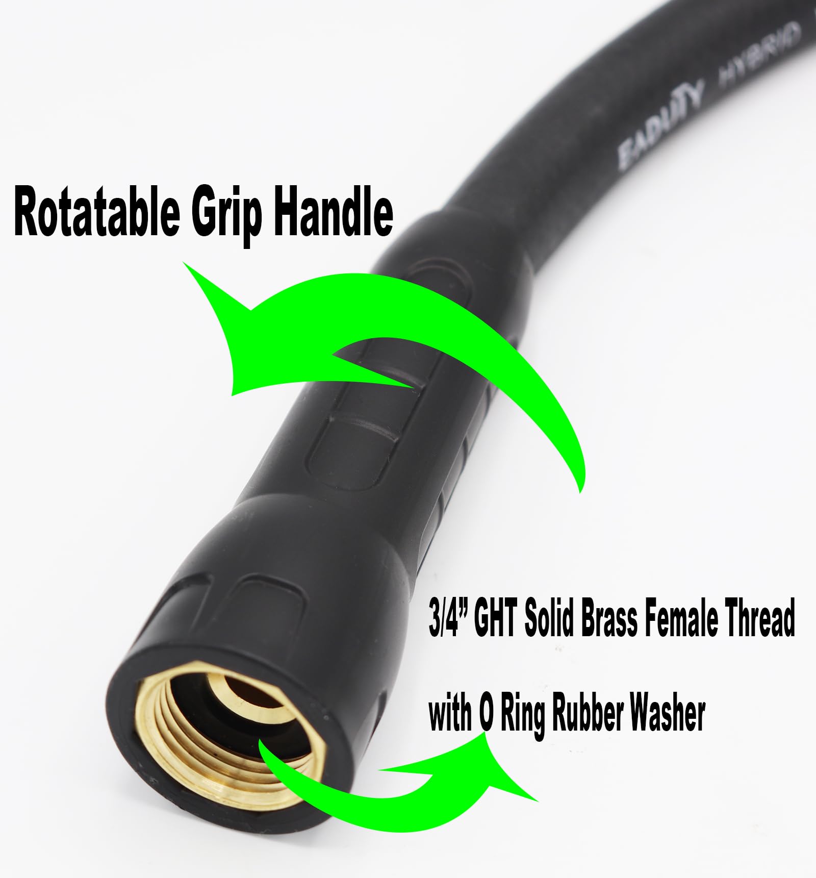 Hybrid Lead In Garden Hose 5/8 IN. x 6 FT, Heavy Duty, Lightweight, Flexible with Rotatable Grip Handle and Solid Brass Fittings