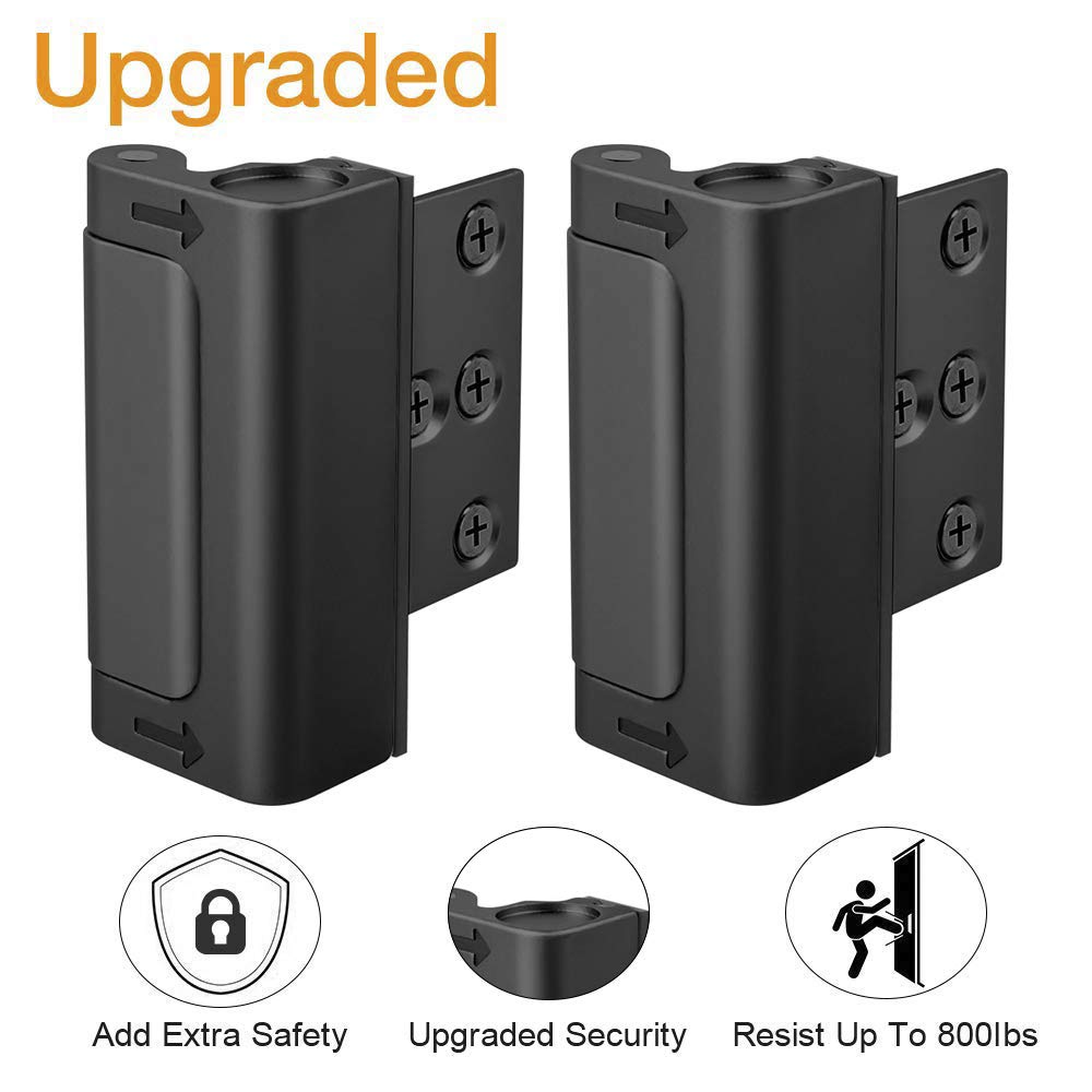 Home Security Door Reinforcement Lock, Child Proof Top Flip Latch for Inward Swinging Front Gate, Premium Safety Protection Guard Withstands 800 lbs, High Placement Metal Lockout Device