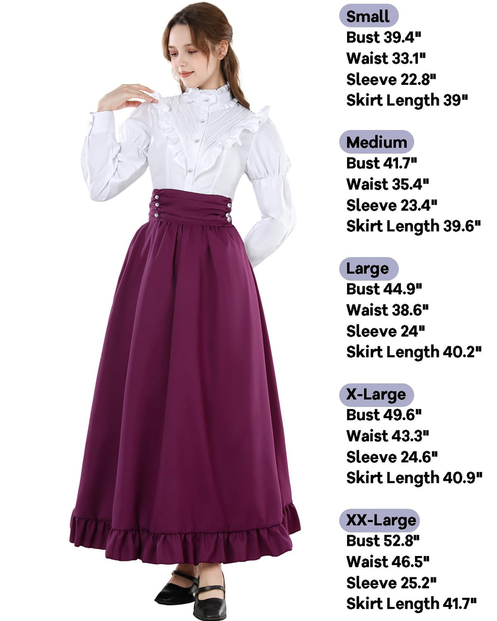 Victorian Dress for Women 2-Pieces 1800s Edwardian Dress Ball Gown Renaissance Costume