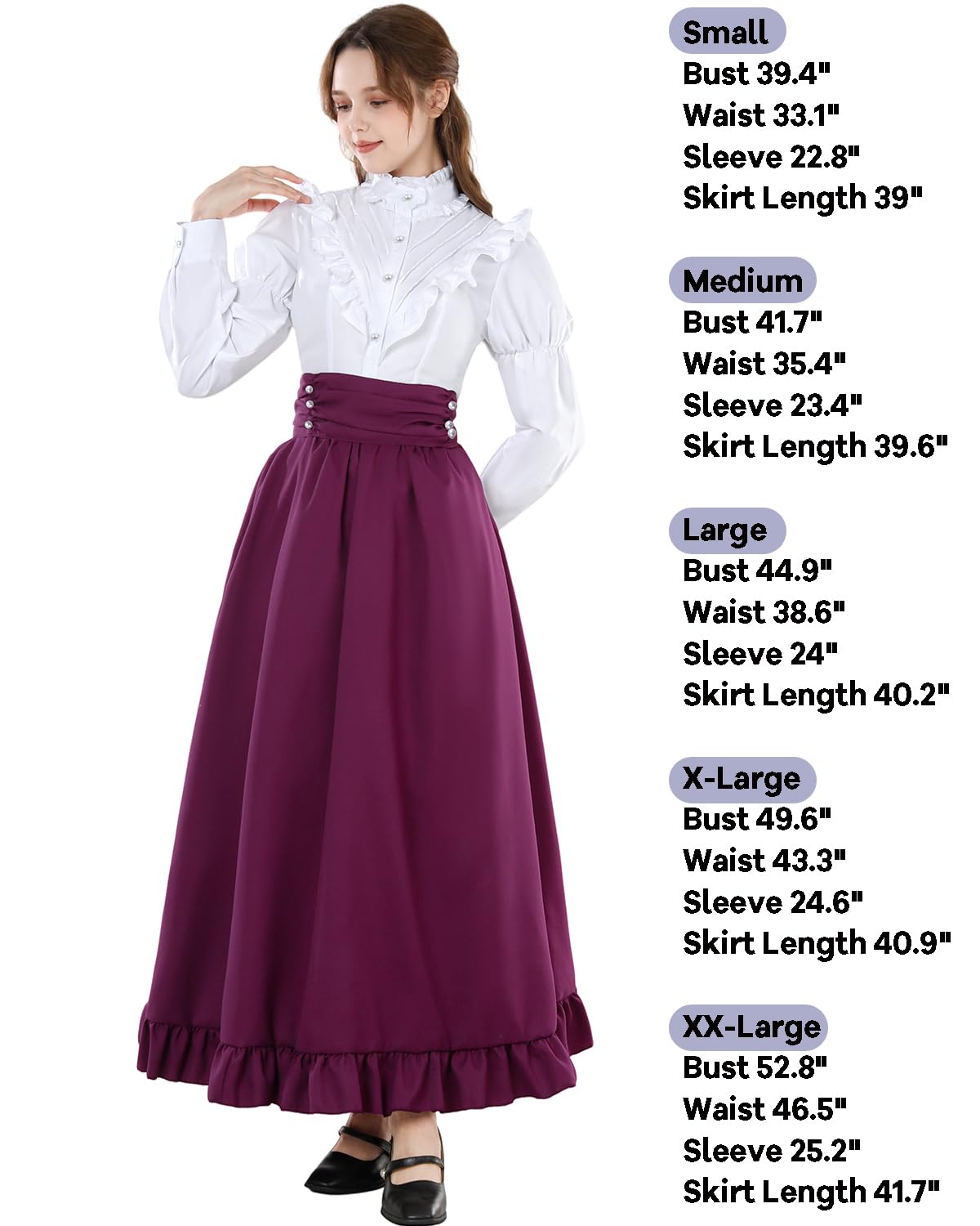 Victorian Dress for Women 2-Pieces 1800s Edwardian Dress Ball Gown Renaissance Costume