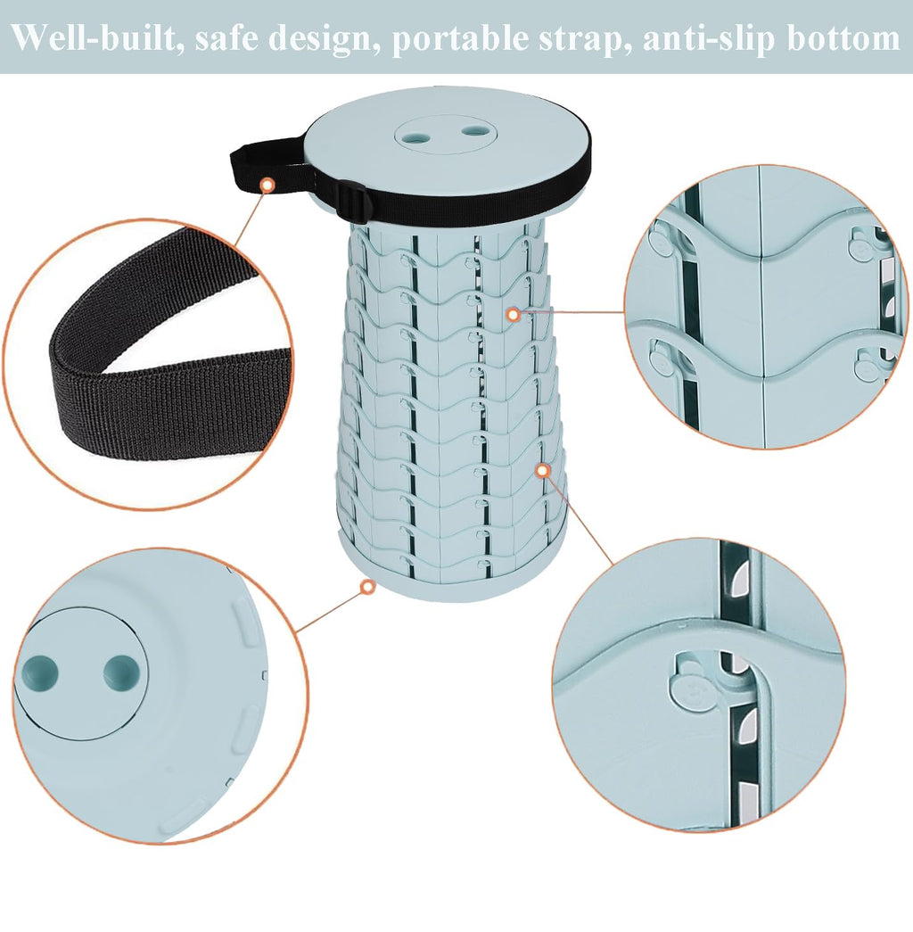 Fishboy Upgraded Collapsible Stool, 400lbs Max Weight, Lightweight But Sturdy, Portable Retractable Folding Telescoping Foldable Camping Stool for Adults Outdoor Fishing Hiking BBQ