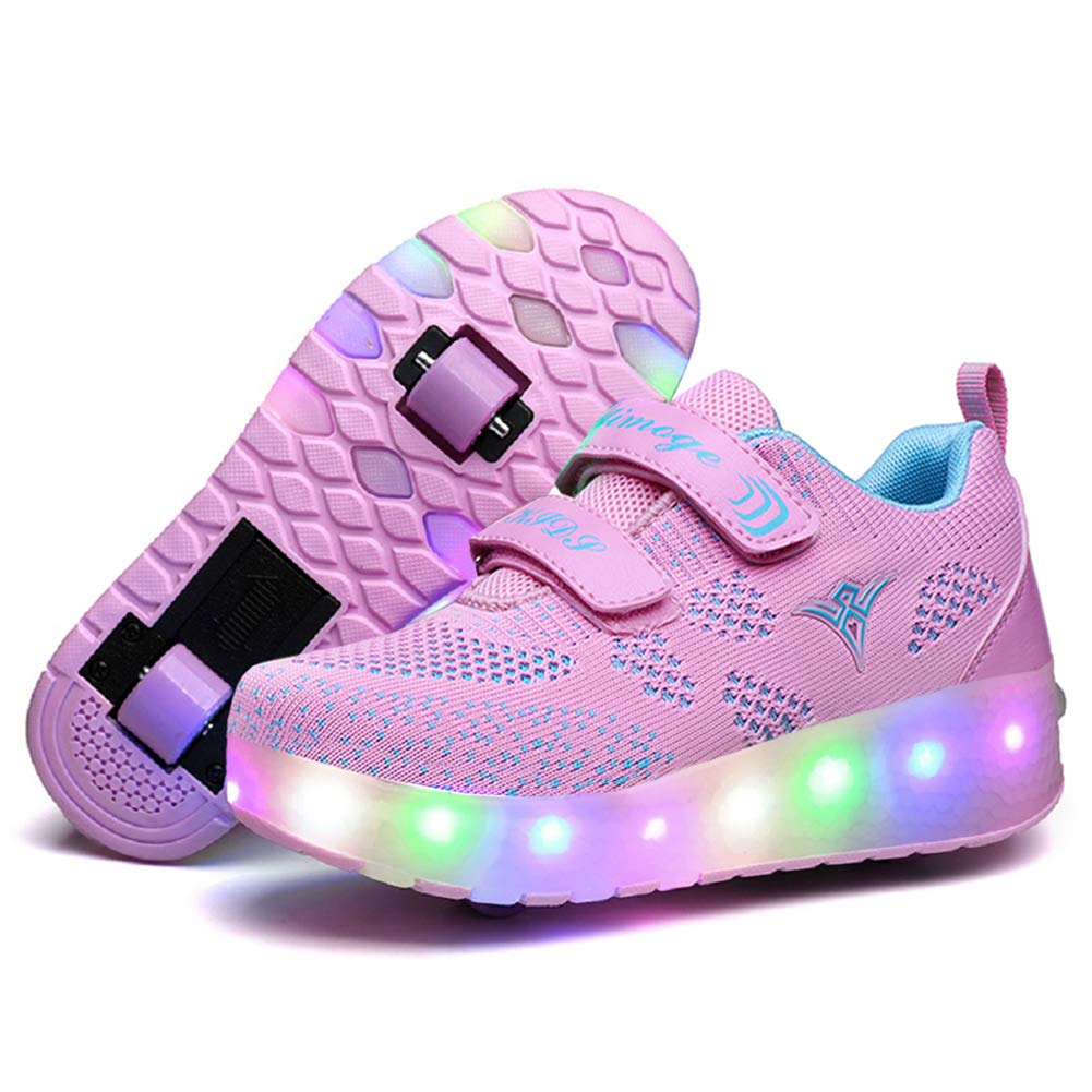 Nsasy Kids Roller Shoes Boy Girl Sneakers with Wheels Become Sport Sneaker with Led for Christmas Birthday Children Show Gift