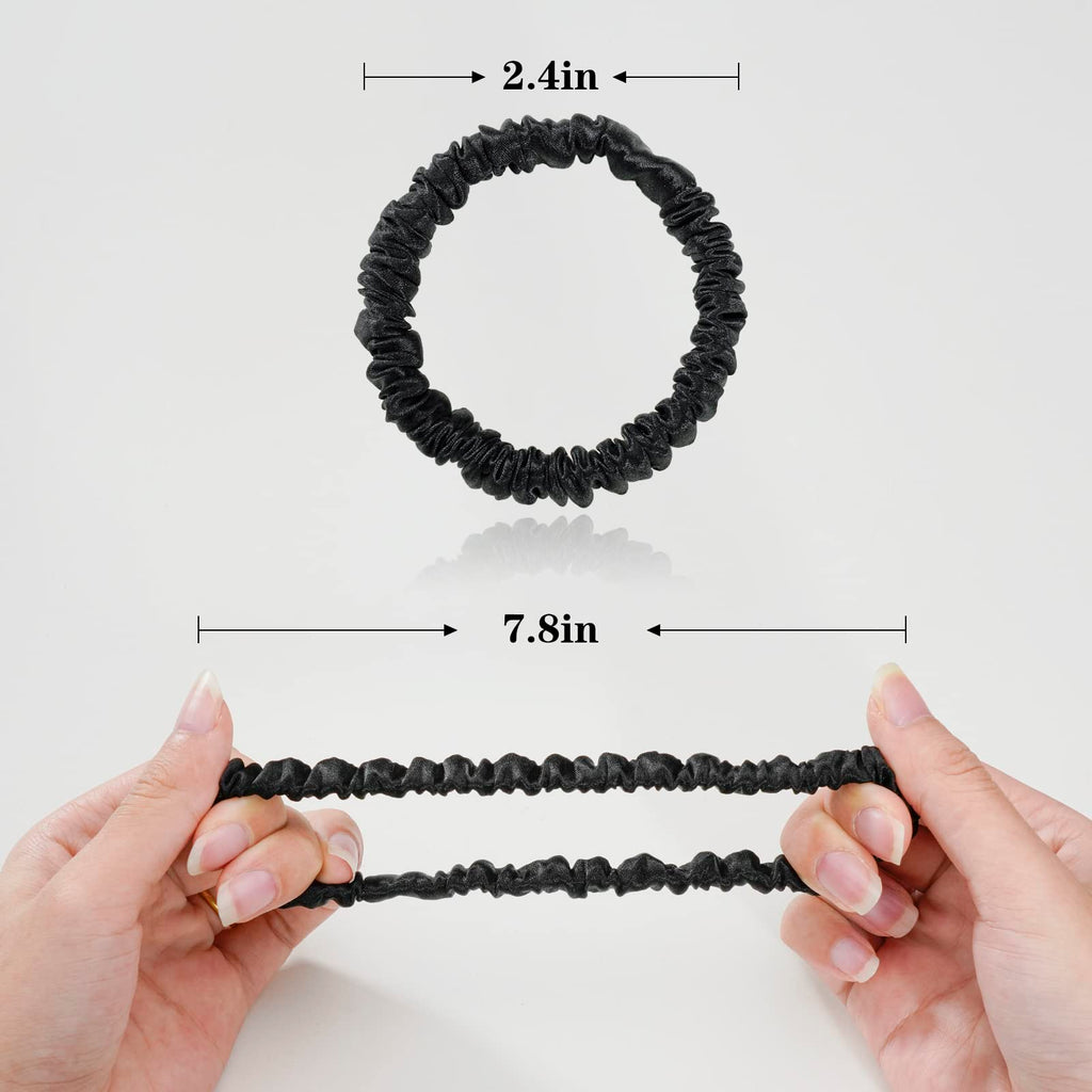Silk Scrunchies for Hair 100% Mulberry Silk Hair Ties（Silver gray, Dark gray, Pink）