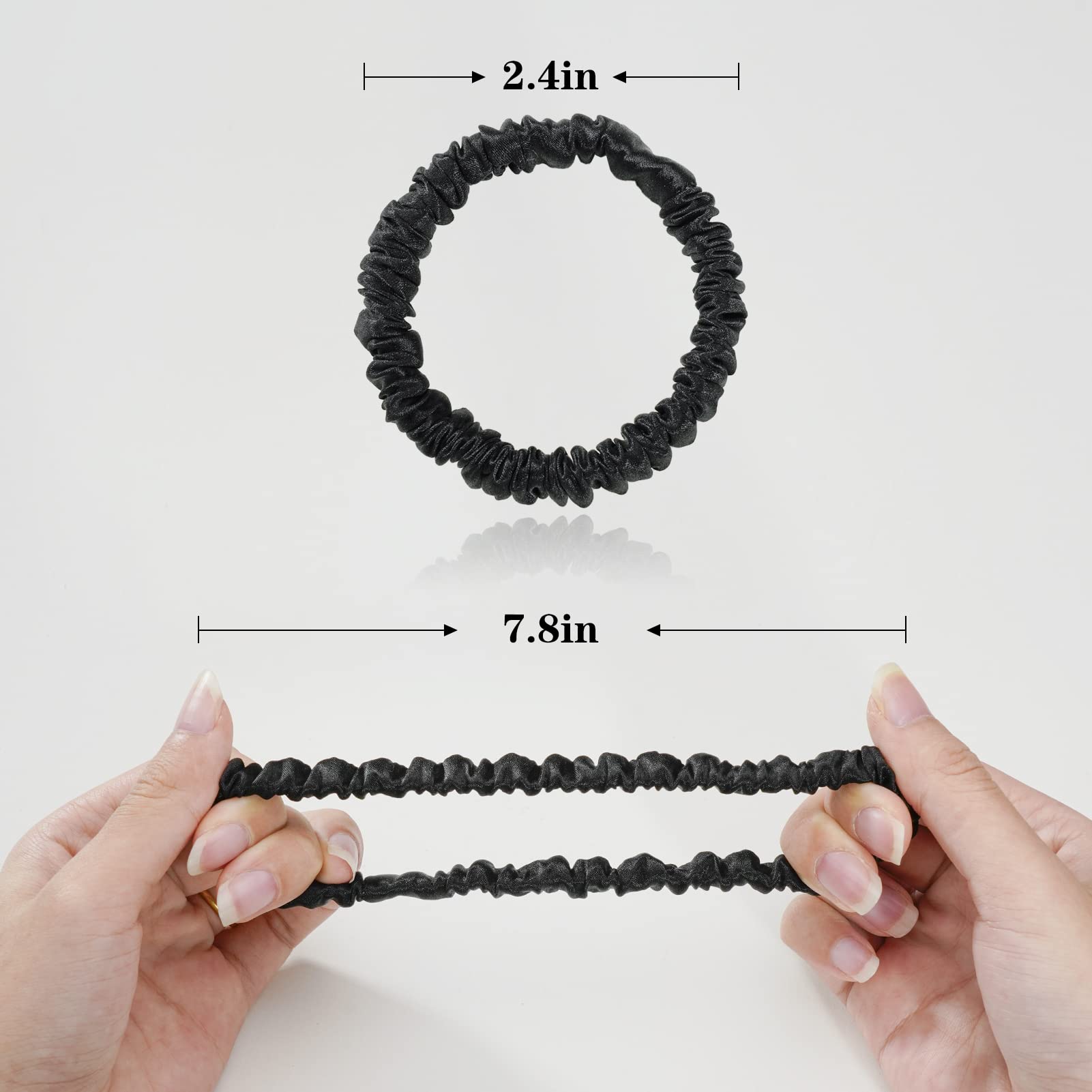 Silk Scrunchies for Hair 100% Mulberry Silk Hair Ties（Silver gray, Dark gray, Pink）