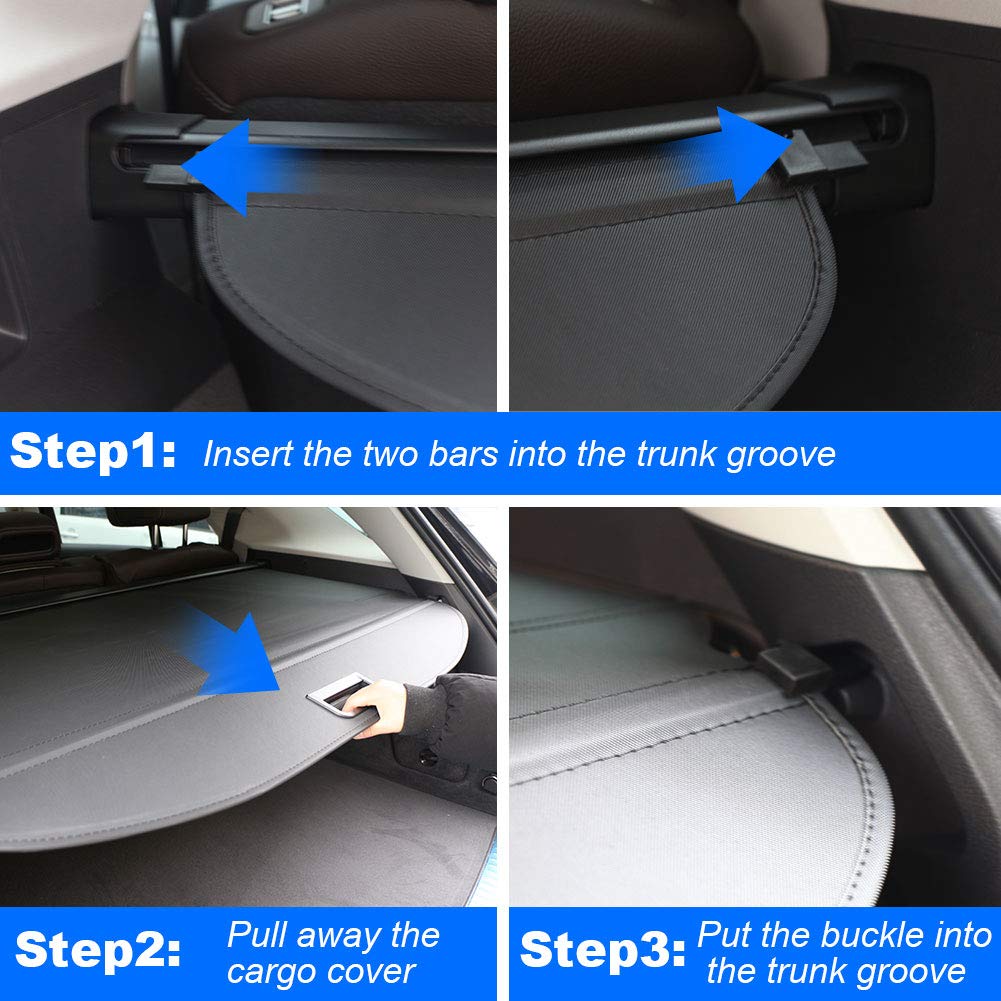 Cargo Cover for Jeep Grand Cherokee (2 Row; WL) 4XE Accessories 2022-2025 2026 Rear Black Trunk Shade Luggage Security Cover
