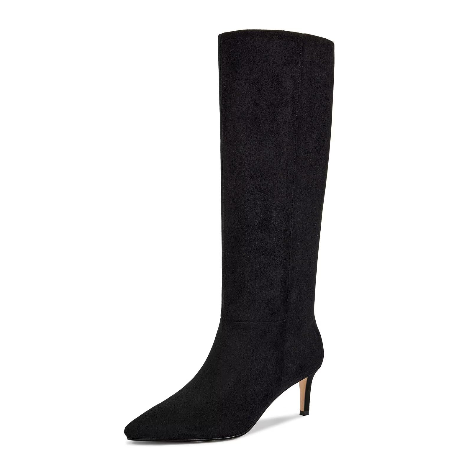 wetkiss Knee High Boots for Women - Pointed Toe Kitten Heel & Crocodile, Side Full Zipper for Easy Wear, All-Day Comfort Boots for Work, Party and Daily Chic Style