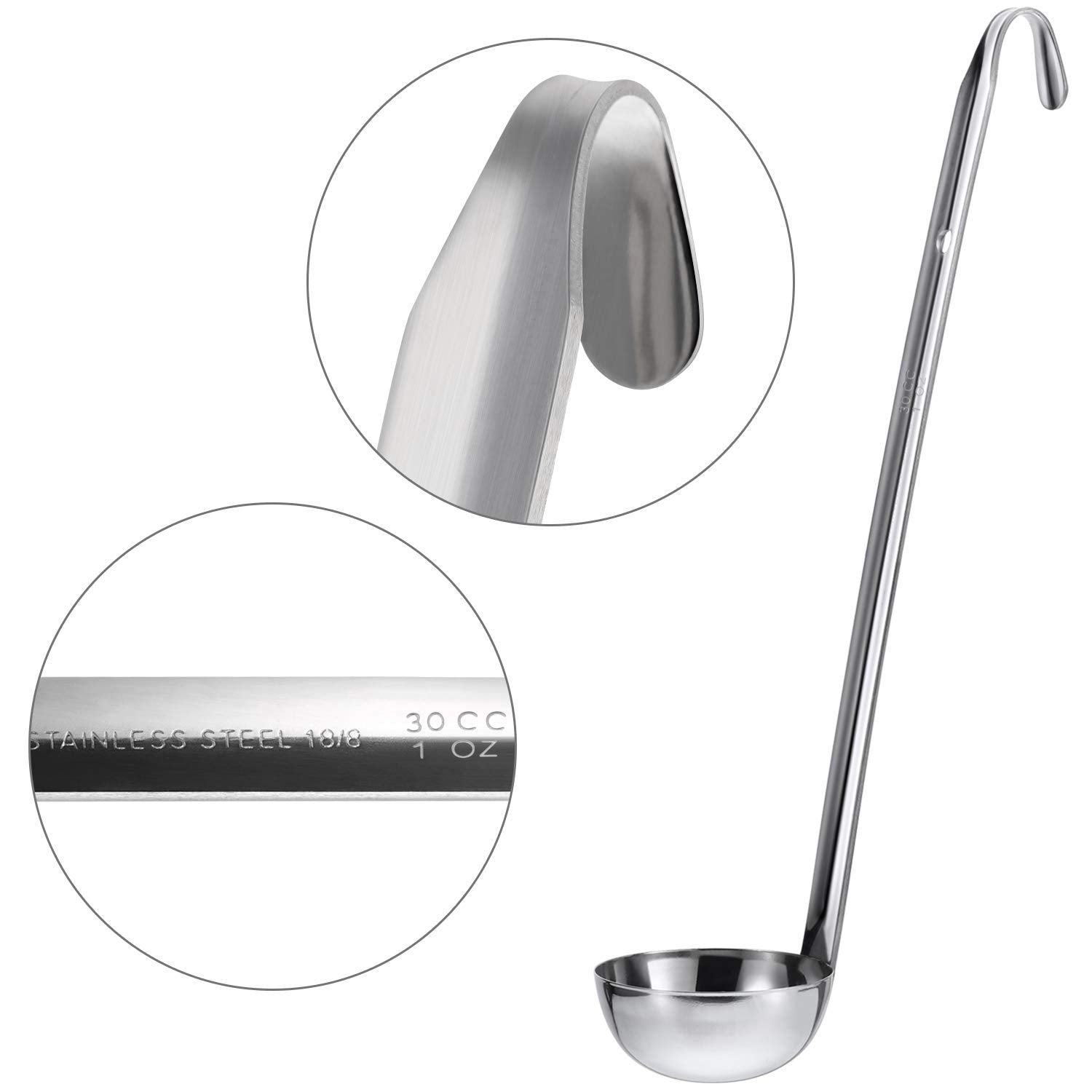 meekoo 1 Pieces Stainless Steel Ladle Soup Handle Ladle with Pouring Rim for Kitchen Cooking Soup Sauce (1 oz)