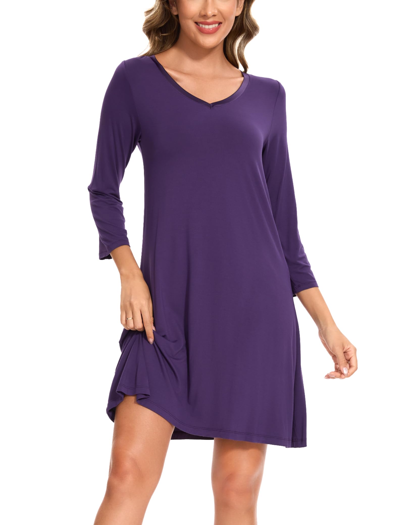 GYS Womens Bamboo Viscose Nightgown Super Soft Lightweight Night Shirts for Sleeping