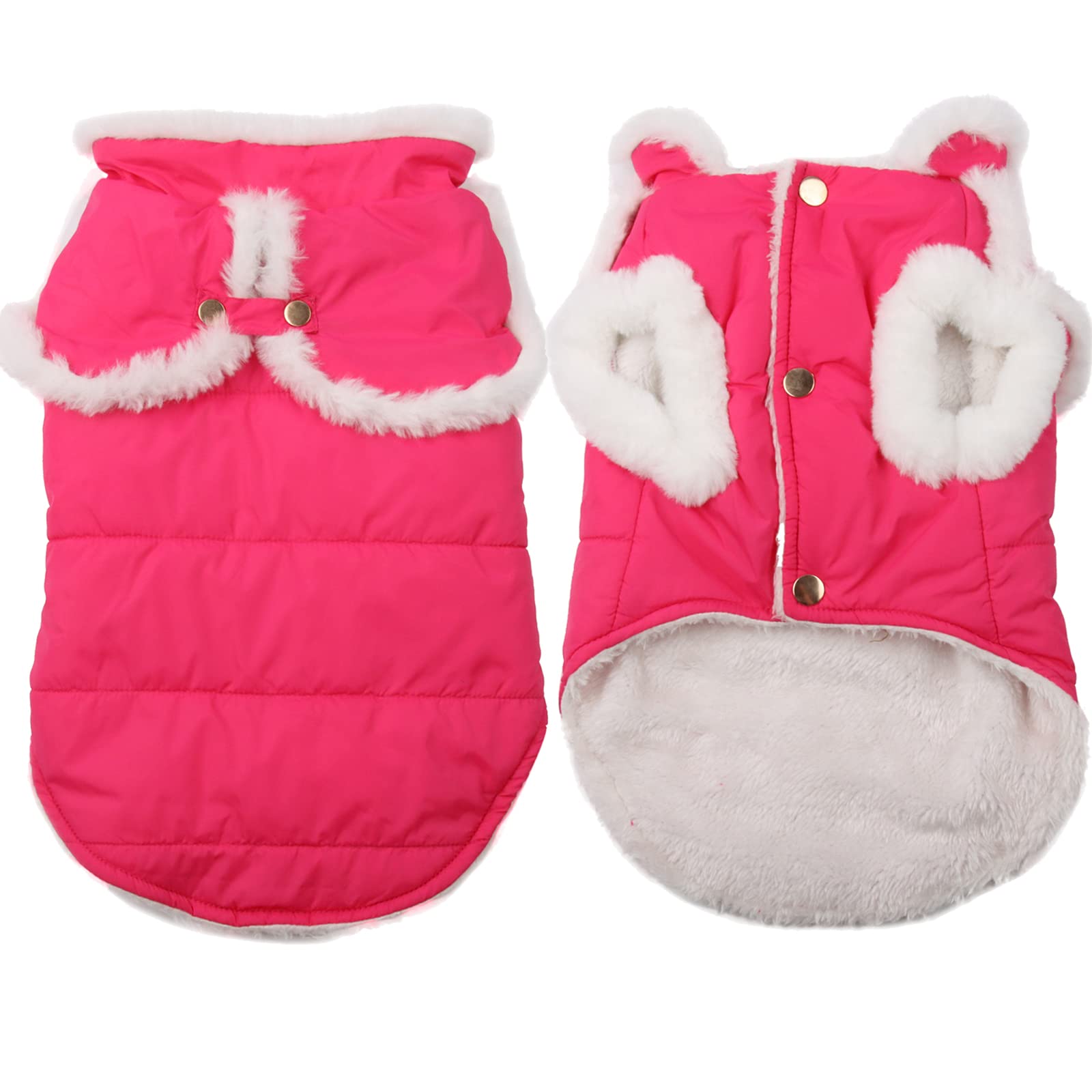 JoyDaog Dog Jacket with Harness,Fleece Lined Warm Puppy Coat for Winter,Soft Windproof Small Dog Vest,Green XS