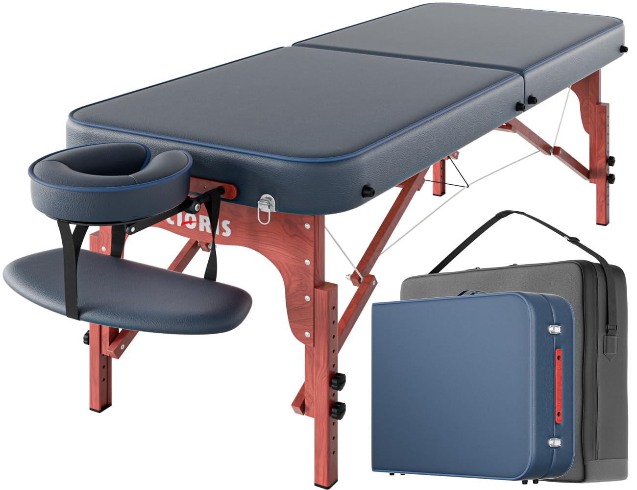 CLORIS 84" Professional Massage Table Portable Reinforced Wooden Leg 2 Folding Lightweight Spa Salon Tattoo Massage Bed Height Adjustable Hold Up to 1100LBS with Carrying Bag Black