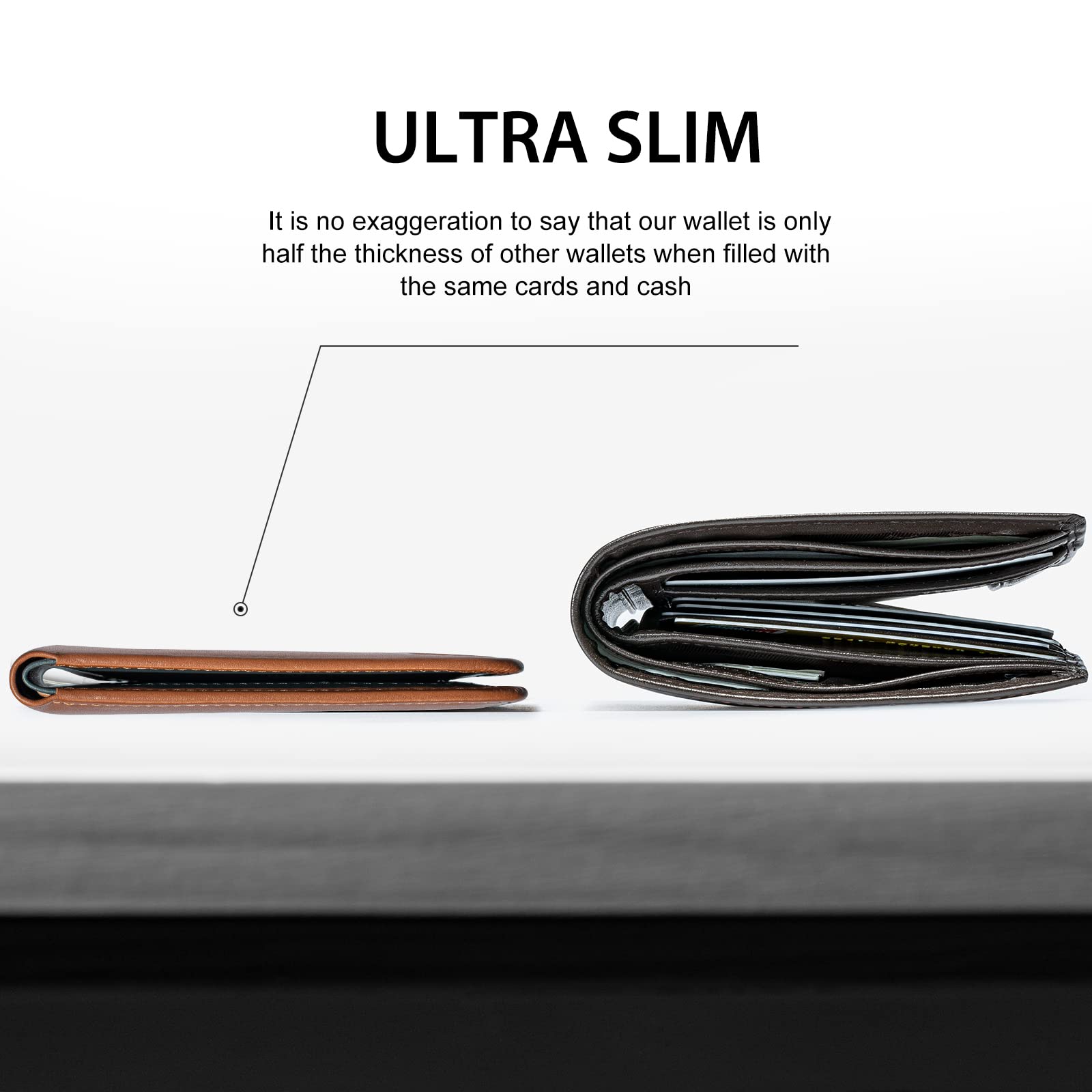 GSOIAX Slim Wallet for Men Rfid Blocking Leather Bifold Front Pocket Carbon Fiber Men's Money Clips Credit Card Holder With Gift Box