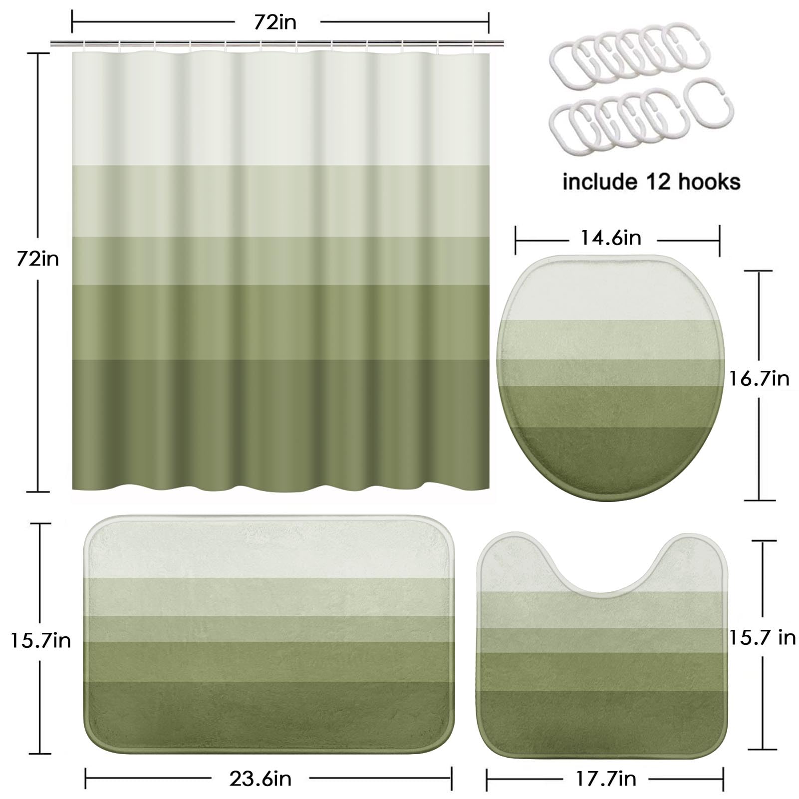 Beige Geometric Shower Curtain Set with Toilet Lid Cover and Non-Slip Rugs for Bathroom, Black Grey White Checkered 4 Pcs Shower Curtain, Modern Abstract Bathroom Set with 12 Hooks