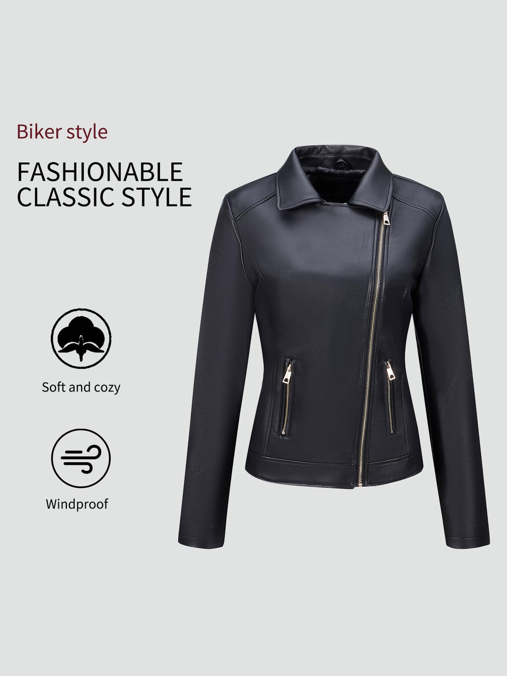 Bellivera Women's Faux Leather Casual Jacket 2026 Spring Trendy Motorcycle Outfits Lightweight Classic Coat