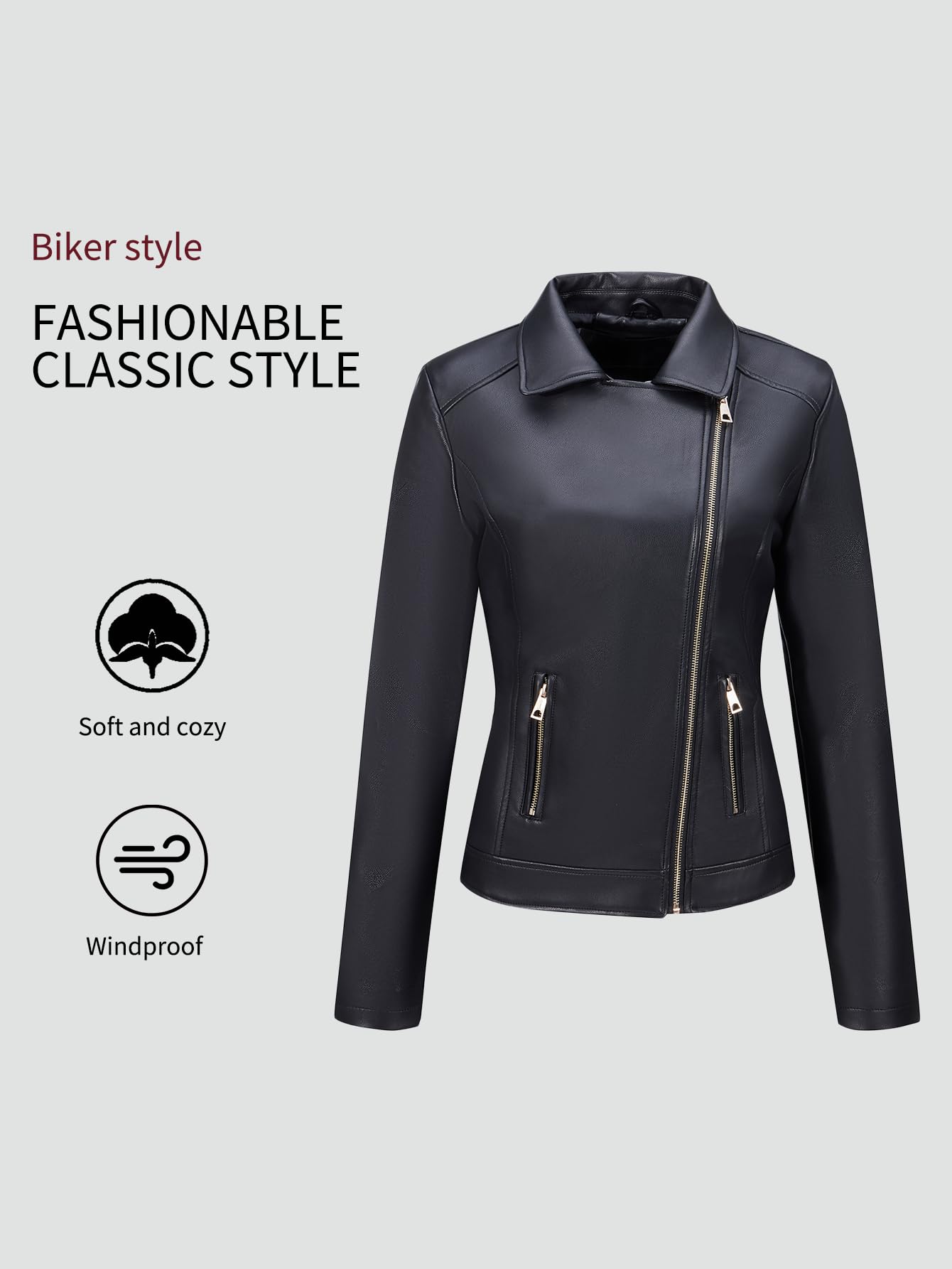Bellivera Women's Faux Leather Casual Jacket 2026 Spring Trendy Motorcycle Outfits Lightweight Classic Coat