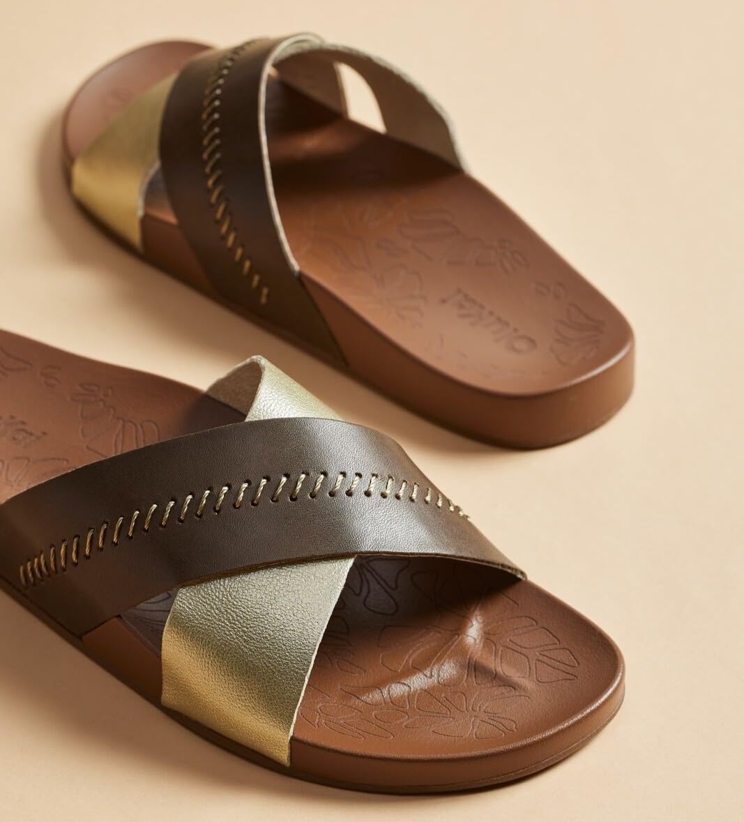 OluKai Kipe'a Olu Women's Slide Sandal, Premium Leather, Relaxed & Dressy Design For Any Occasion, All-Day Comfort & Fit