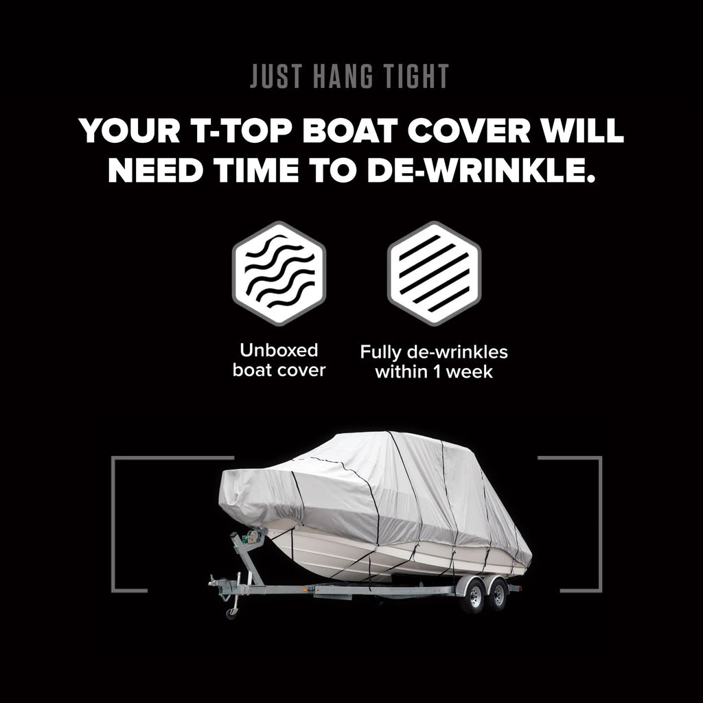 Budge B-620-X6 Blue 20'-22' Long (Beam Width up to 106") 600 Denier Waterproof Breathable Hard/T-Top Boat Cover