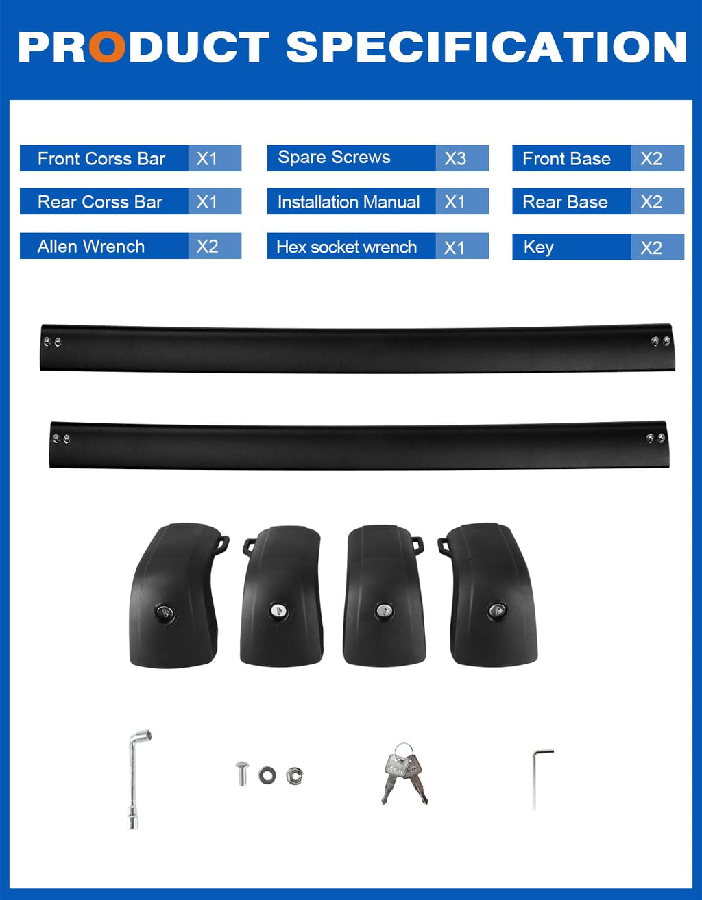 Wonderdriver 300lbs Roof Rack Cross Bars Compatible with Audi Q3 2012-2018, Heavy Duty Aluminum Lockable Roof Rails Crossbars Black Rooftop Cargo Carrier Luggage