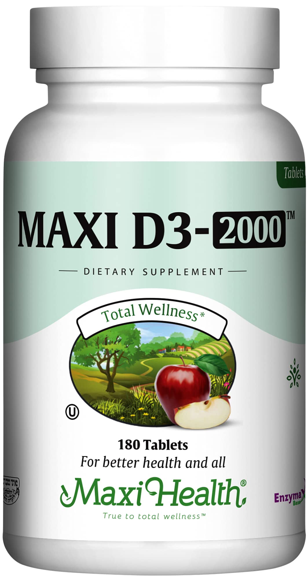 Maxi Health Vitamin D3 2000IU Tablets – Immune Support, Bone Health, and Muscle Function – Vitamin D 2000 IU Supplement for Adults – Kosher, Easy-to-Swallow, 90 Tablets
