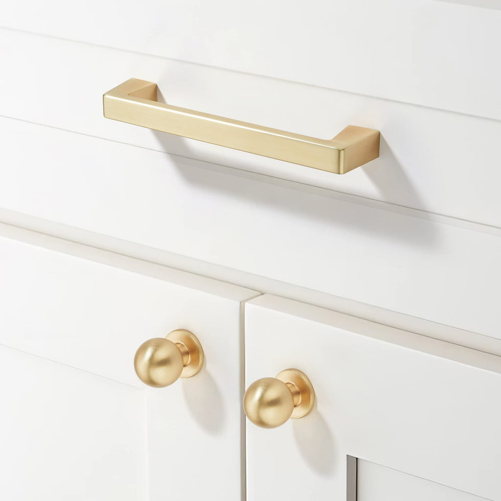 khtumeware 6 Pack 3 Inch(76mm) Kitchen Cabinet Handles Brushed Gold,Brushed Brass Cabinet Pulls Kitchen Cabinet Hardware, Furniture Pulls for Bathroom Cupboard Drawer Handles Dresser Pulls