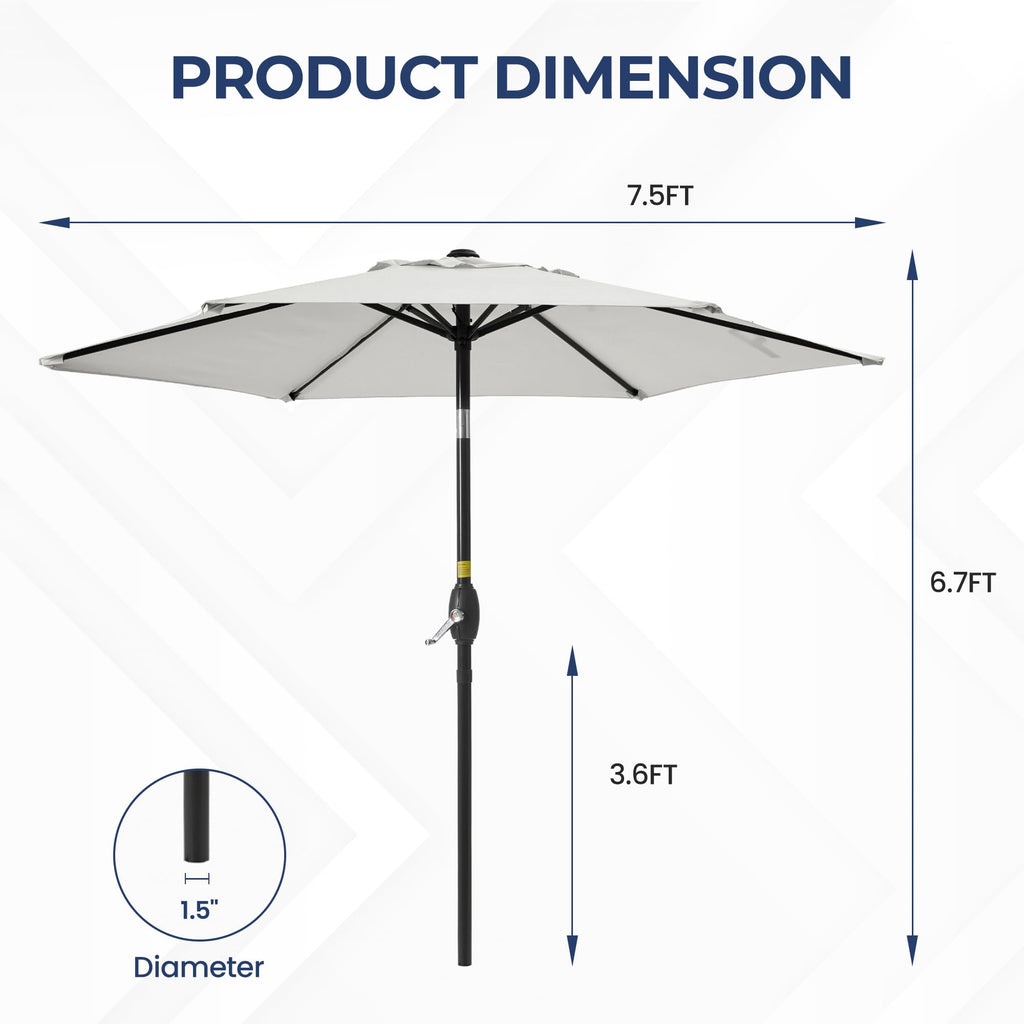 SUNVIVI OUTDOOR Outdoor Patio Umbrella, Patio Umbrella, Market Umbrella, Large Outdoor Umbrella, Metal Pole Umbrella with Push Button Tilt and Crank, Polyester Canopy