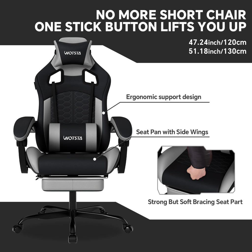 Gaming Chair with Footrest,High Back with Massage Reclining Computer Chair， Big and Tall Racing Gaming Chair Ergonomic Game Chair for Adults PVC Leather (Red)