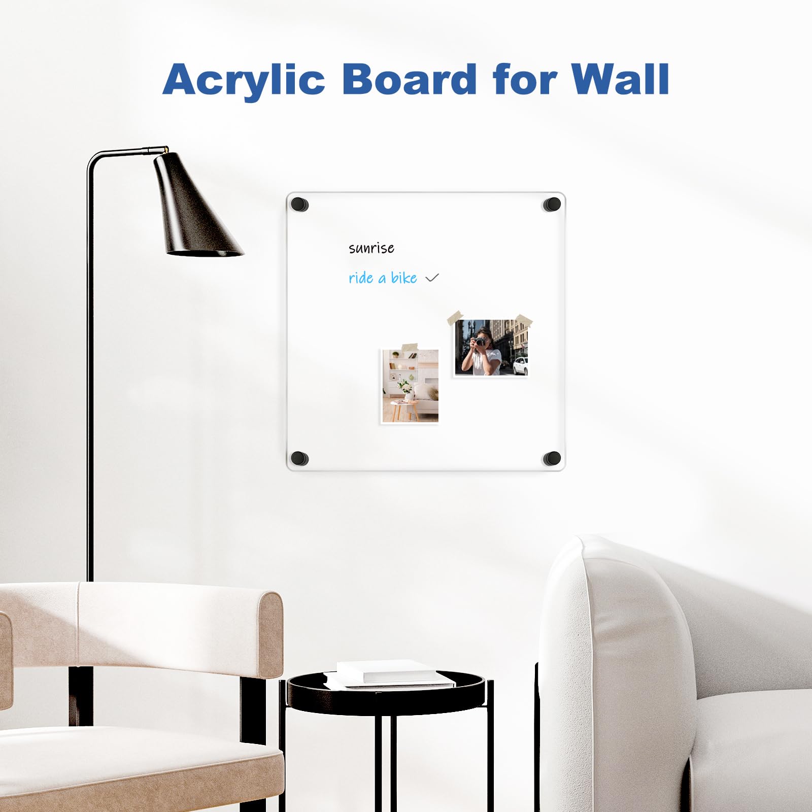 Acrylic Calendar for Wall Whiteboard, 12" x 12" Weekly Clear Dry Erase Board, Small Planning Board White Board for Wall, Home, Office, School