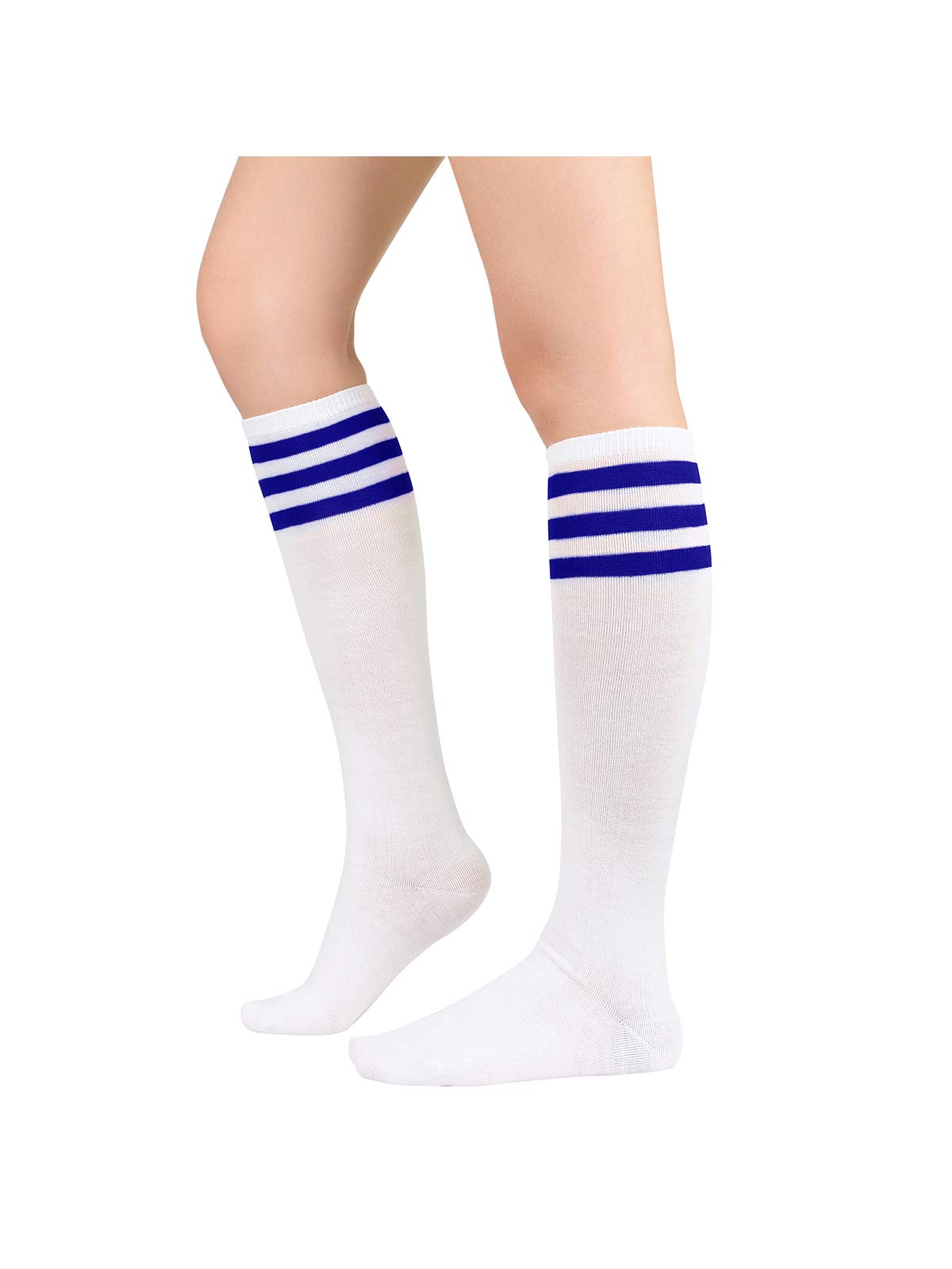 Century Star Knee High Striped Socks for Women - Long Thin Tube Sports Thigh High Socks Tall Stockings