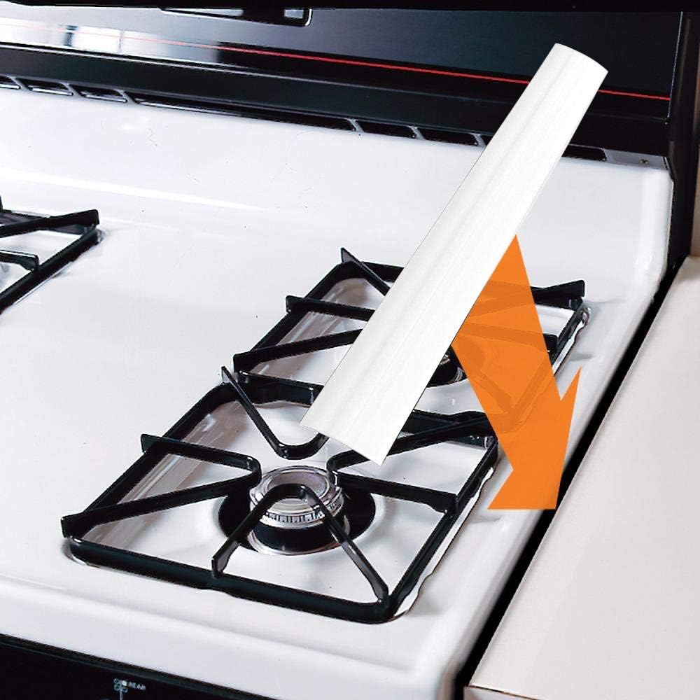 FLSEPAMB Silicone Stove Gap Covers, 2 Pack Heat Resistant Oven Gap Filler Seals Gaps with Anti-Slip Mirror Base, Stain Resistant Stove Counter Gap Cover Silicone Strips Between Stovetop and Counter