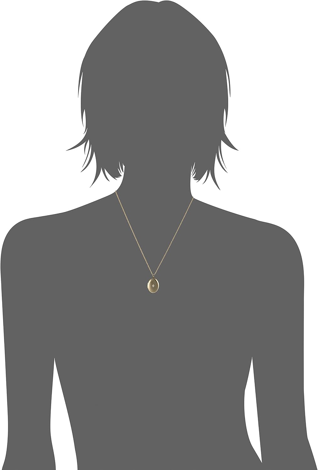 Amazon Essentials 14k Gold-Filled Polished Oval Pendant Locket Necklace with Genuine 0.01 cttw Diamond, 18"