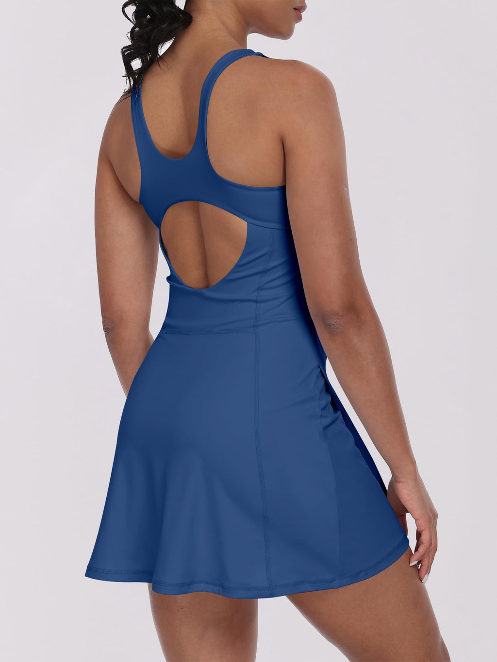 Caracilia Womens Tennis Dress Built in Shorts Square Neck Sleeveless Workout Athletic Mini Skort Dress Golf Summer Outfits