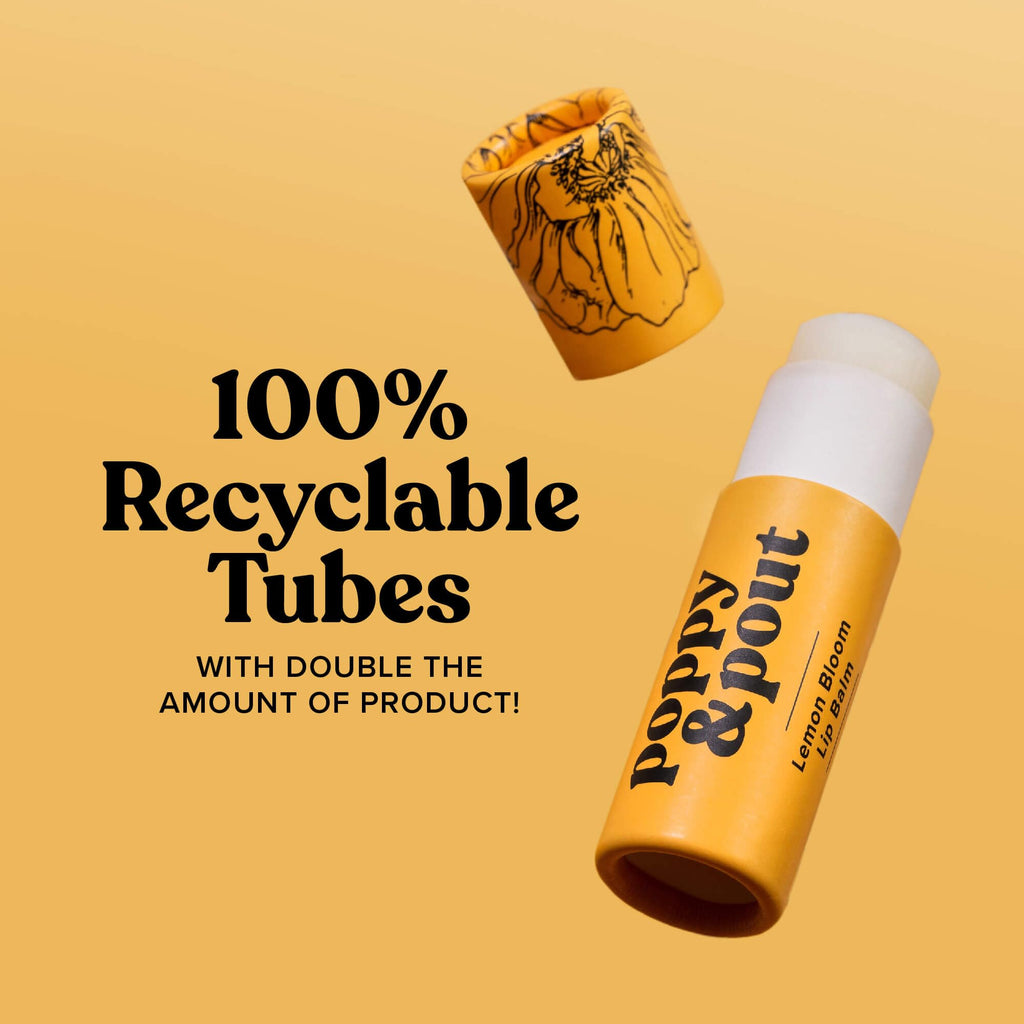 Poppy & Pout Blood Orange Mint Jumbo Lip Balm | All Natural Lip Balms & Moisturizers | Hydrates with Beeswax, Vitamin E, Organic Coconut Oil | Cruelty-Free | Lip Balm in Recyclable Cardboard Tube