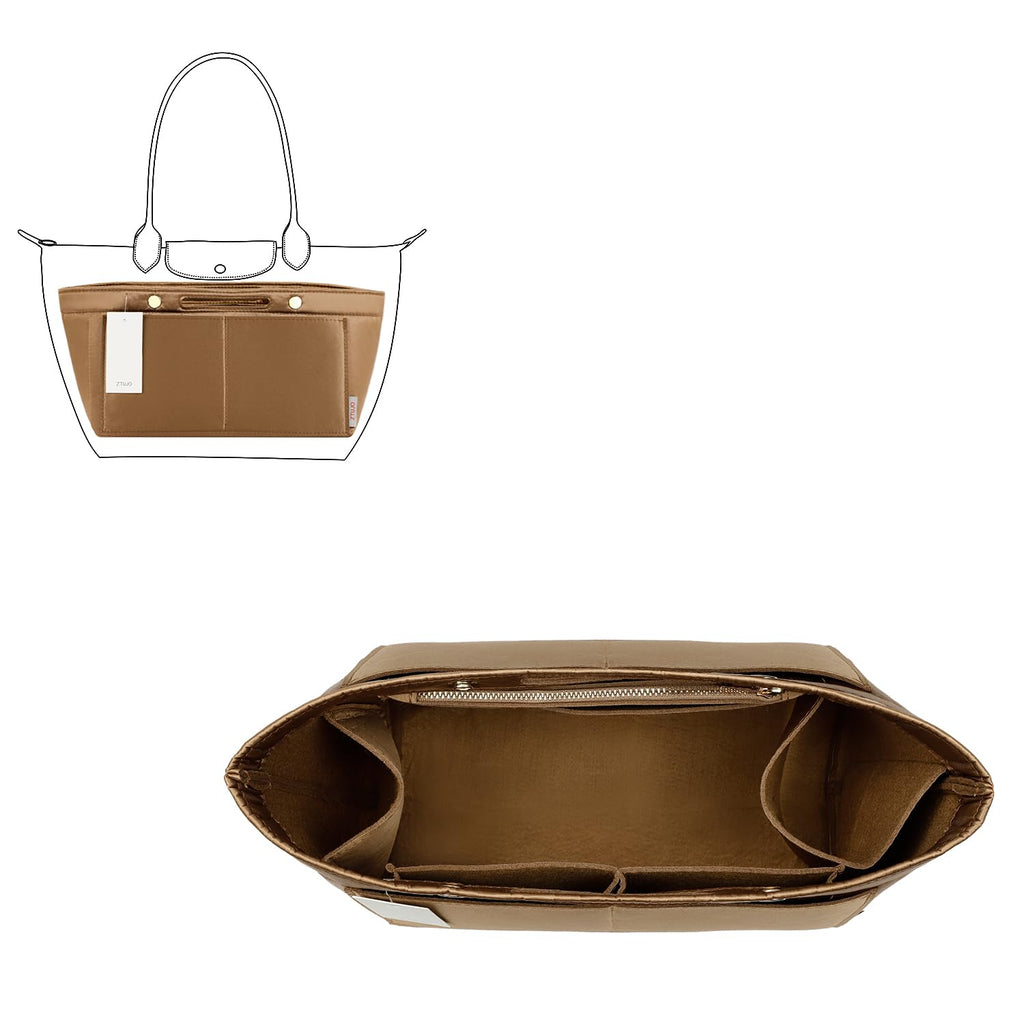 ZTUJO Purse Organizer Insert For Handbag & Tote Shaper,Tote Bag Organizer Insert For Speedy Neverful, 6 Sizes(Small, Silky Brown)