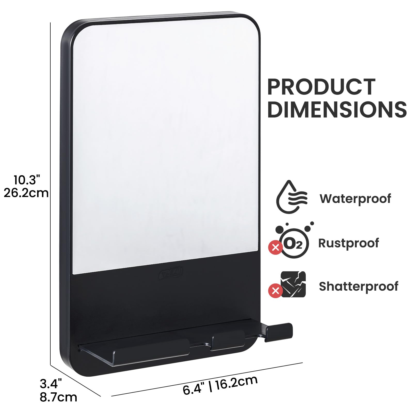 TAILI Shower Mirror Fogless for Shaving | Shower Mirror Fogless, Shaving Mirrors, Suction Cup, Removable & Reusable, Razor Holder Storage, Bathroom Accessories K9