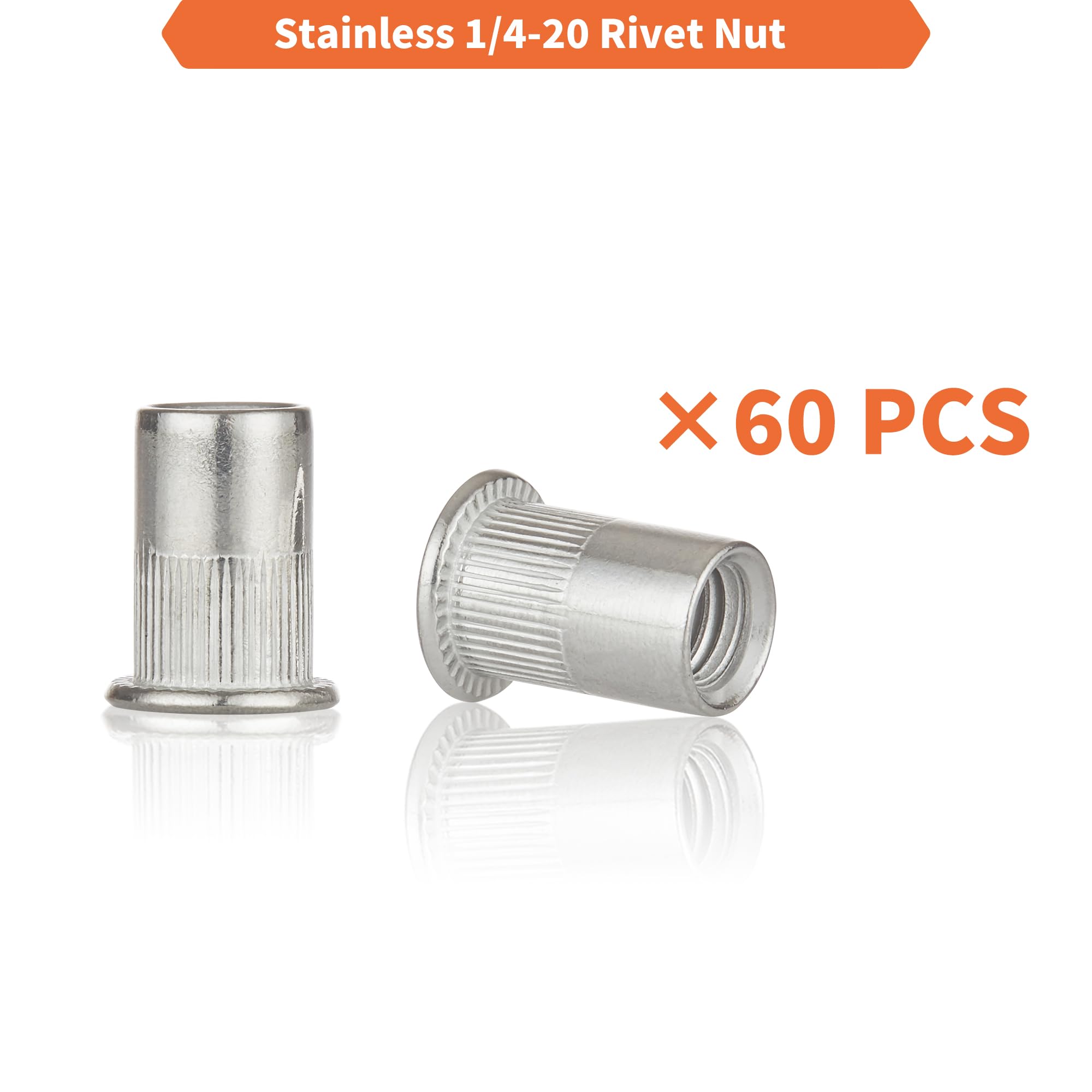 Rivet Nut Installation Tool Set Flat Head Rivnut Threaded Insert Nut Kit SAE & Metric for Metal Heavy Duty Zinc Plated Nutsert (1/4-20(Rivet Nut Tool-25pcs))