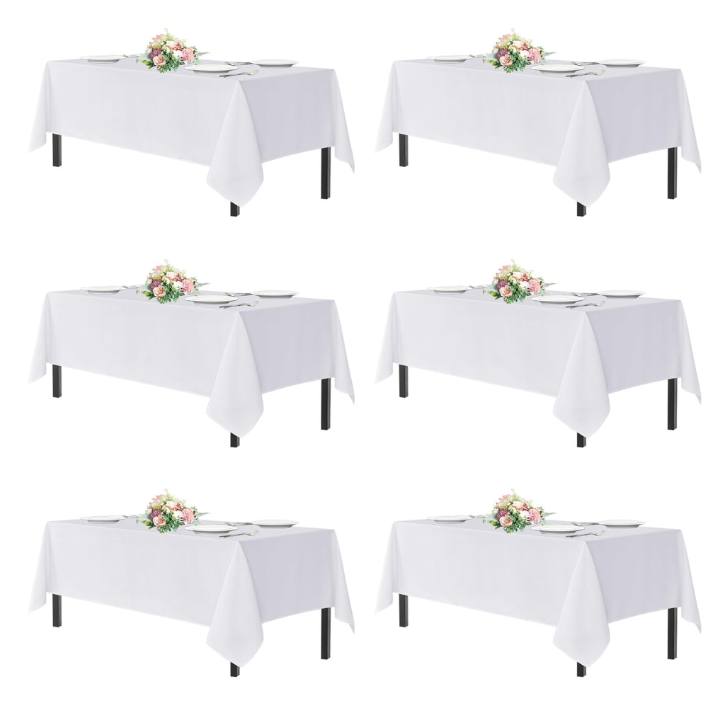 sancua Rectangle Tablecloths for 4ft Tables, 6 Pack - 60x84 Inch - Beige Washable Fabric Cloth Table Cloth for Wedding, Party, Birthday, Banquet, Reusable Polyester Table Covers