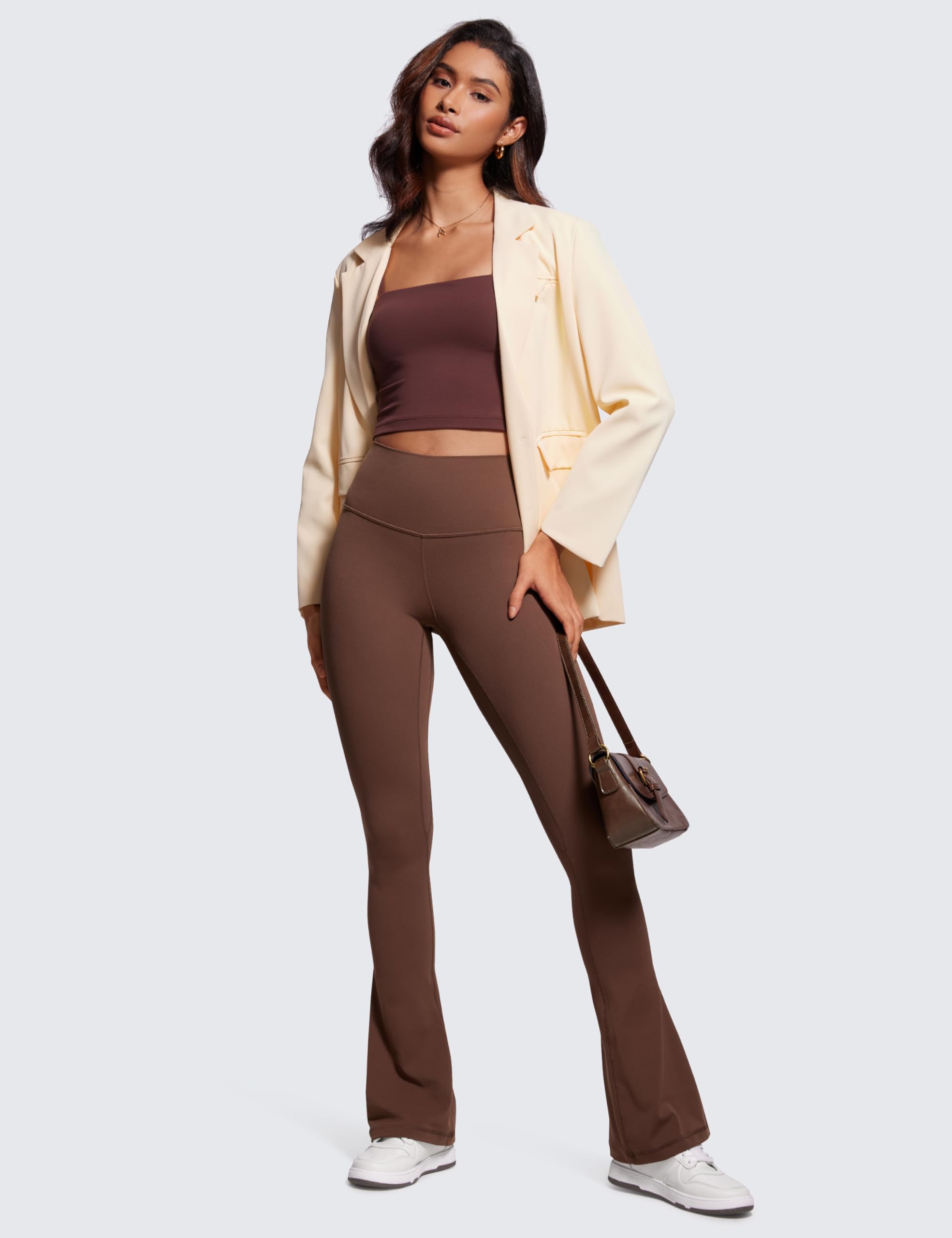 CRZ YOGA Butterluxe Mini Flared Leggings 30"/31.5"/33'' - High Waist Bootcut Casual Lounge Women Yoga Pants with Pocket