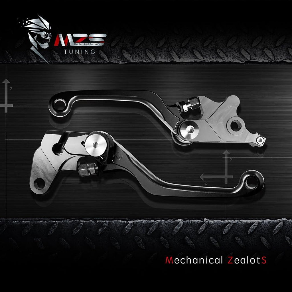 MZS Black Dirt Bike Brake Clutch Levers Pivot Adjustable CNC Compatible with YZ65 2018-2025 / YZ80 YZ85 2015-2025