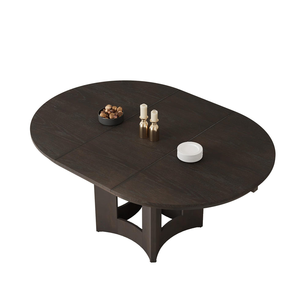LUMISOL Round Dining Table for 4-6 People, 41"-57" Extendable Kitchen Table with 16" Removable Leaf for Small Places, Kitchen, Dining Room, Espresso