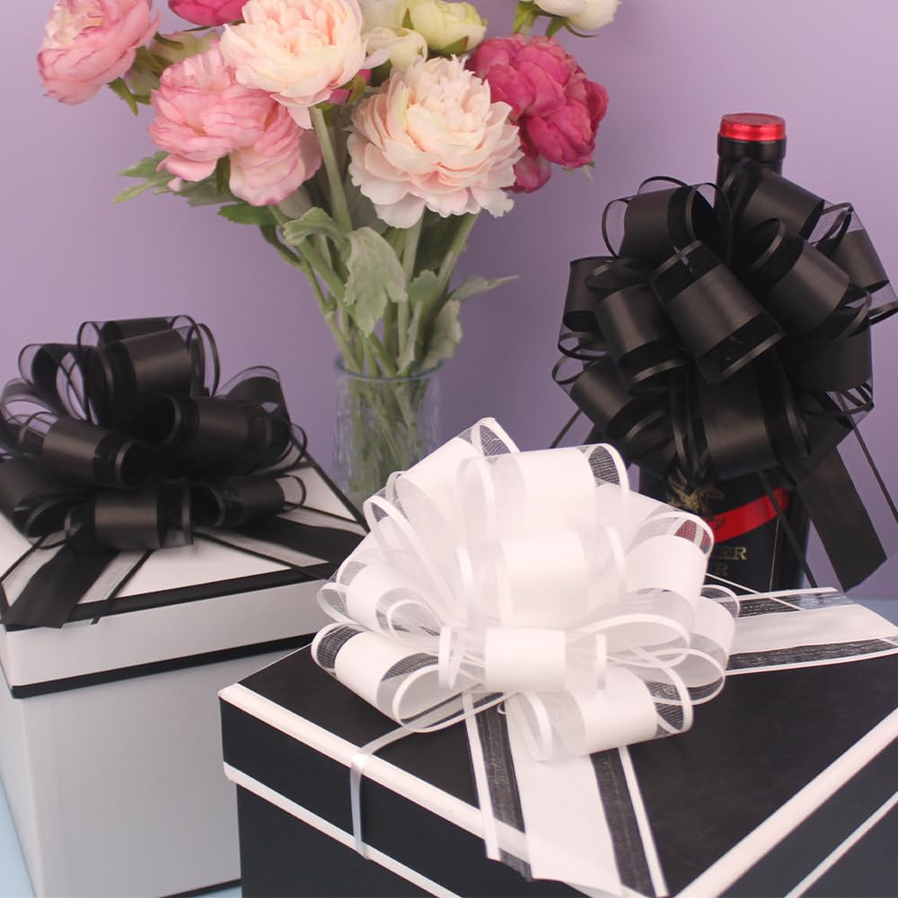 6 PCS Large Pull Bows,Bow for Gift Wrapping,6 inches,Christmas Party Birthday Gift Wedding Ribbon Bows for Wrapping Boxes or Flower Decorations, Valentine's Day Gift Decorations