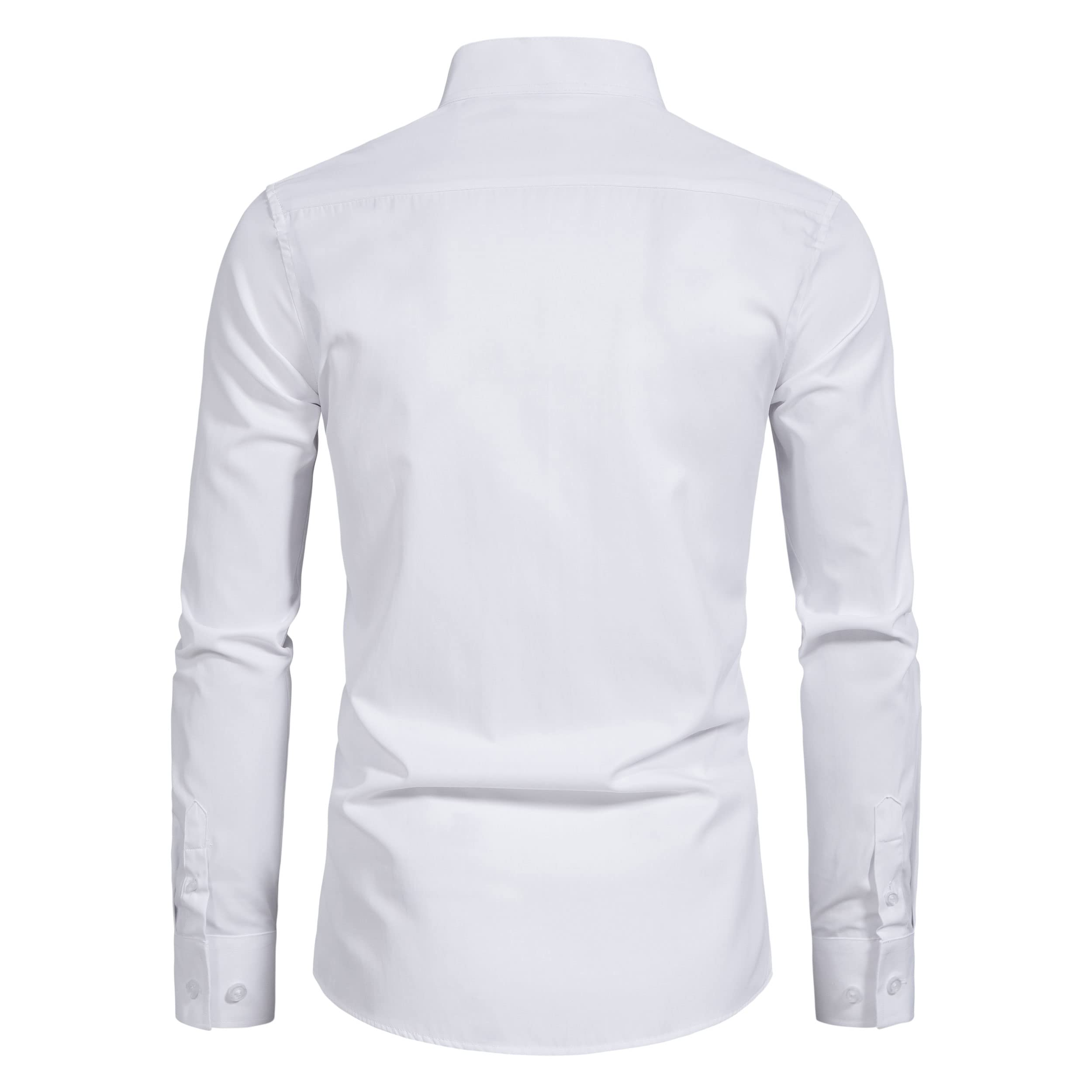 Men’s Banded Collar(Mandarin Collar) Long Sleeve Casual Solid Fancy Dress Shirts