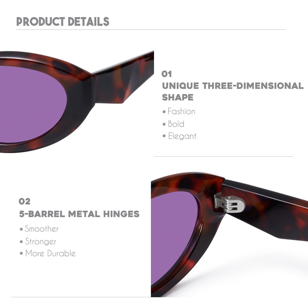 mosanana Oval Cat Eye Sunglasses for Women Retro Y2K Style MS52372