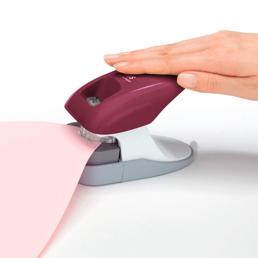 Plus Paper Clinch Compact Staple-Free Stapler, Blue Turquoise