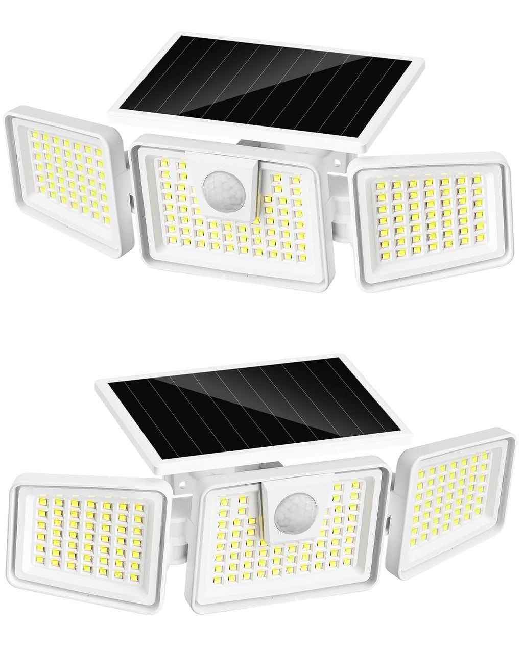 INCX 156 LED Solar Motion Lights Outdoor 2 Pack, 3 Heads Solar Security Lights with Motion Sensor IP65 Waterproof, Flood Lights for Wall, Patio, Garden, Porch, Garage White