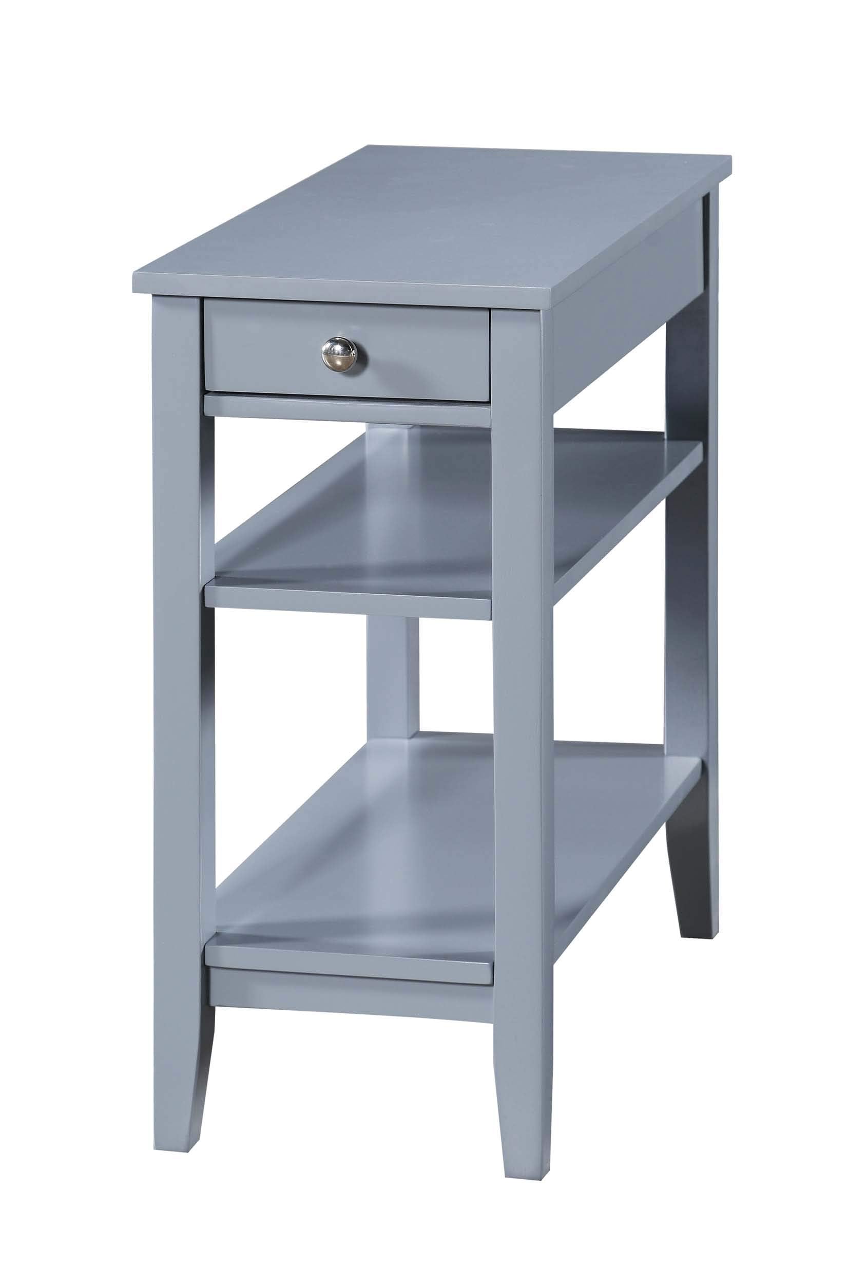 Convenience Concepts American Heritage Chairside End Table with Drawer 23.5" - Classic Living Room Table with Storage Shelf, Bedroom Nightstand, Black
