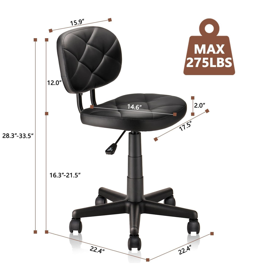 KLASIKA Leather Rolling Swivel Salon Stool Chair with Back Support Adjustable Hydraulic Seat Height 22 in for Office Massage Facial Spa Medical Drafting Tattoo Beauty Barber