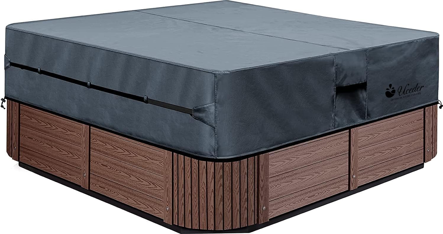 Round Hot Tub Cover Outdoor Waterproof Spa Cover Cap(83''x 20'') 600D Heavy Duty Polyester Hot Tub Cover Protector(Brown)
