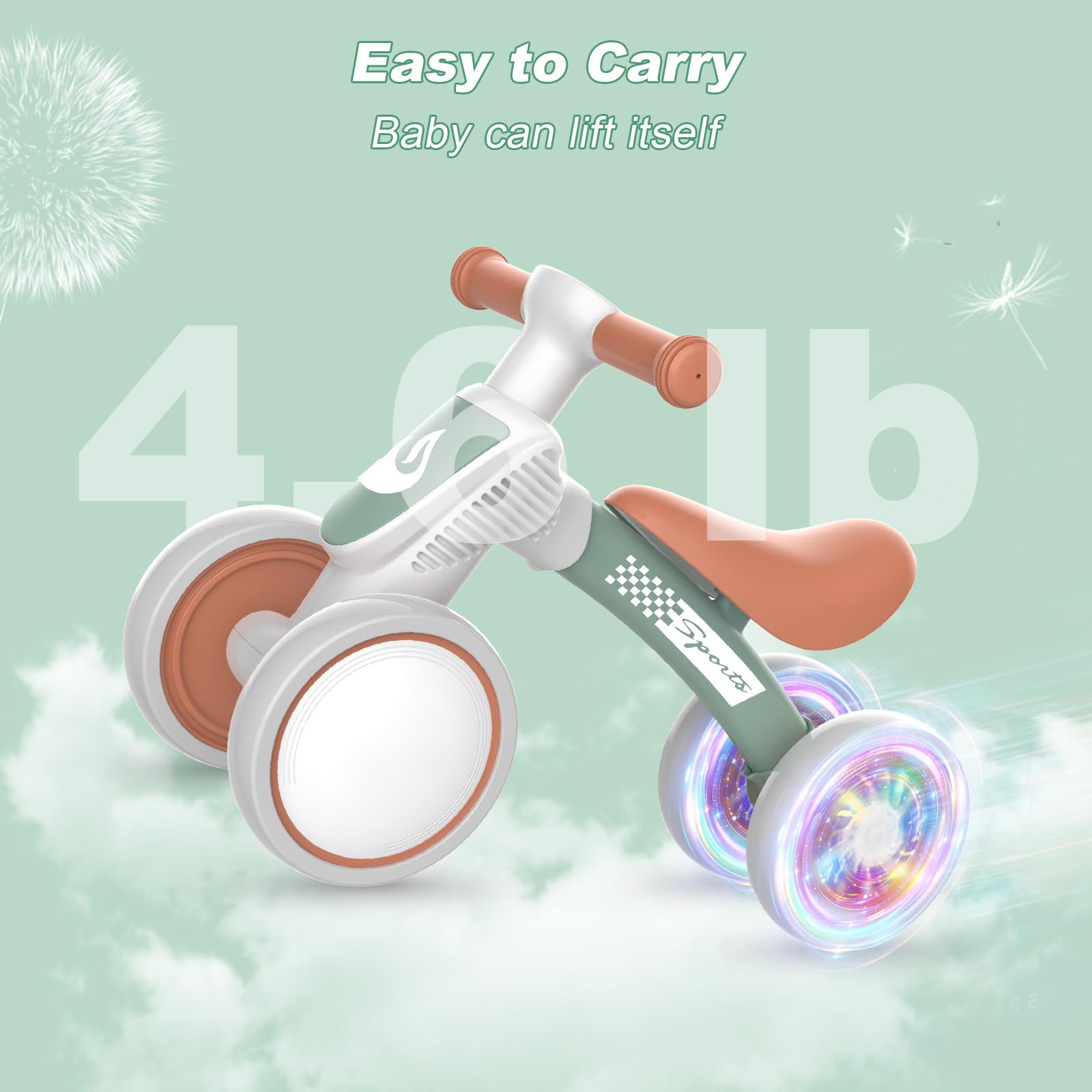 Colorful Lighting Baby Balance Bike Toys for 1 Year Old Boy Gifts, 10-36 Month Toddler Balance Bike, No Pedal 4 Silence Wheels & Soft Seat First Bike, One Year Old Boy Birthday Gift.