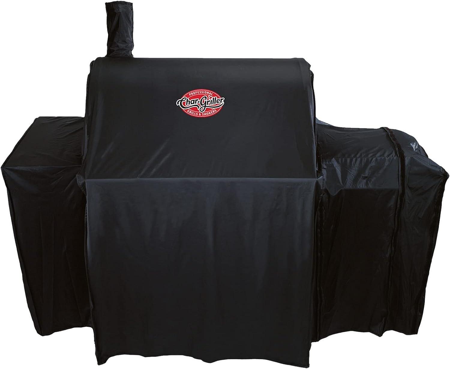 Char-Griller® Durable Polyester Grill and Smoker Cover with Waterproof Material, PVC Lining, and Extendable Design in Black, 46"L x 23"W x 48.5"H, Model 5555