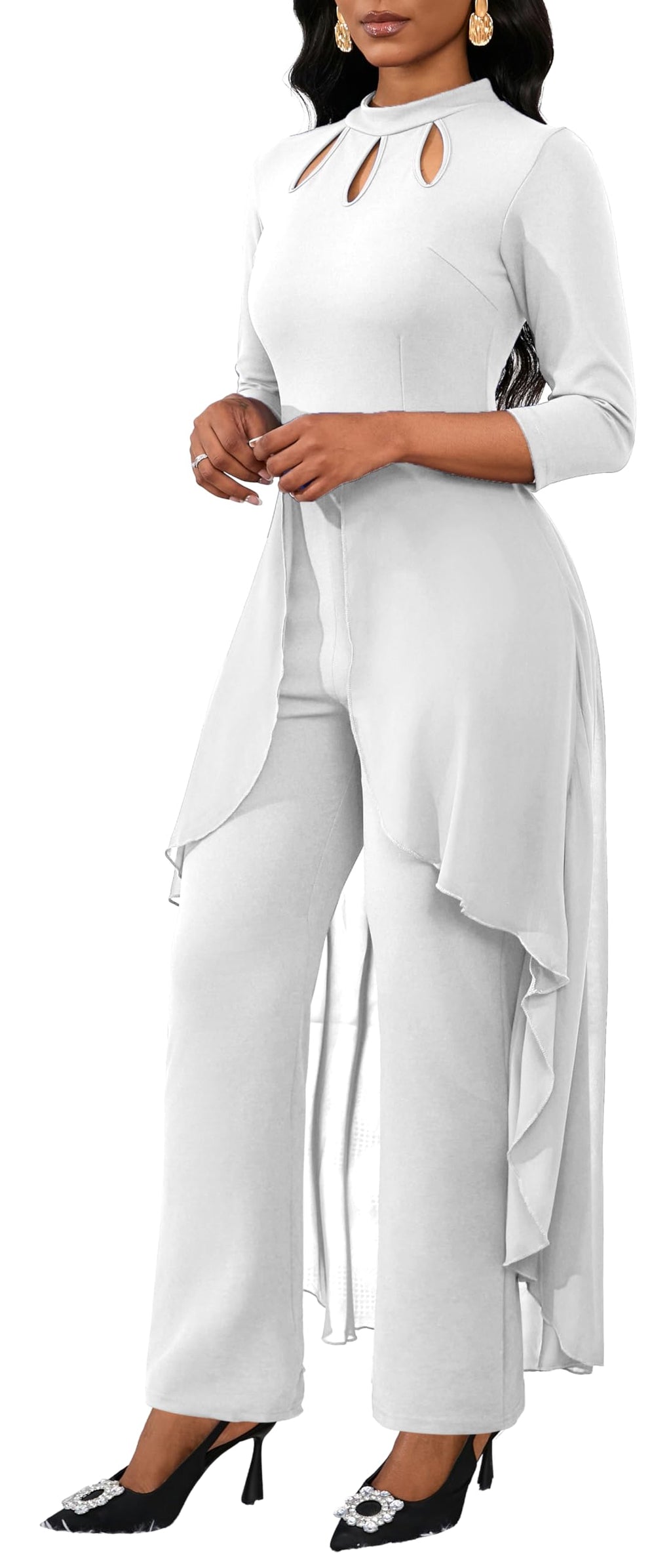 Jumpsuits for Women Dressy Hight Waist One Piece Casual Straight Long Pants Wide Leg Pants Elegant Jumpsuit Romper